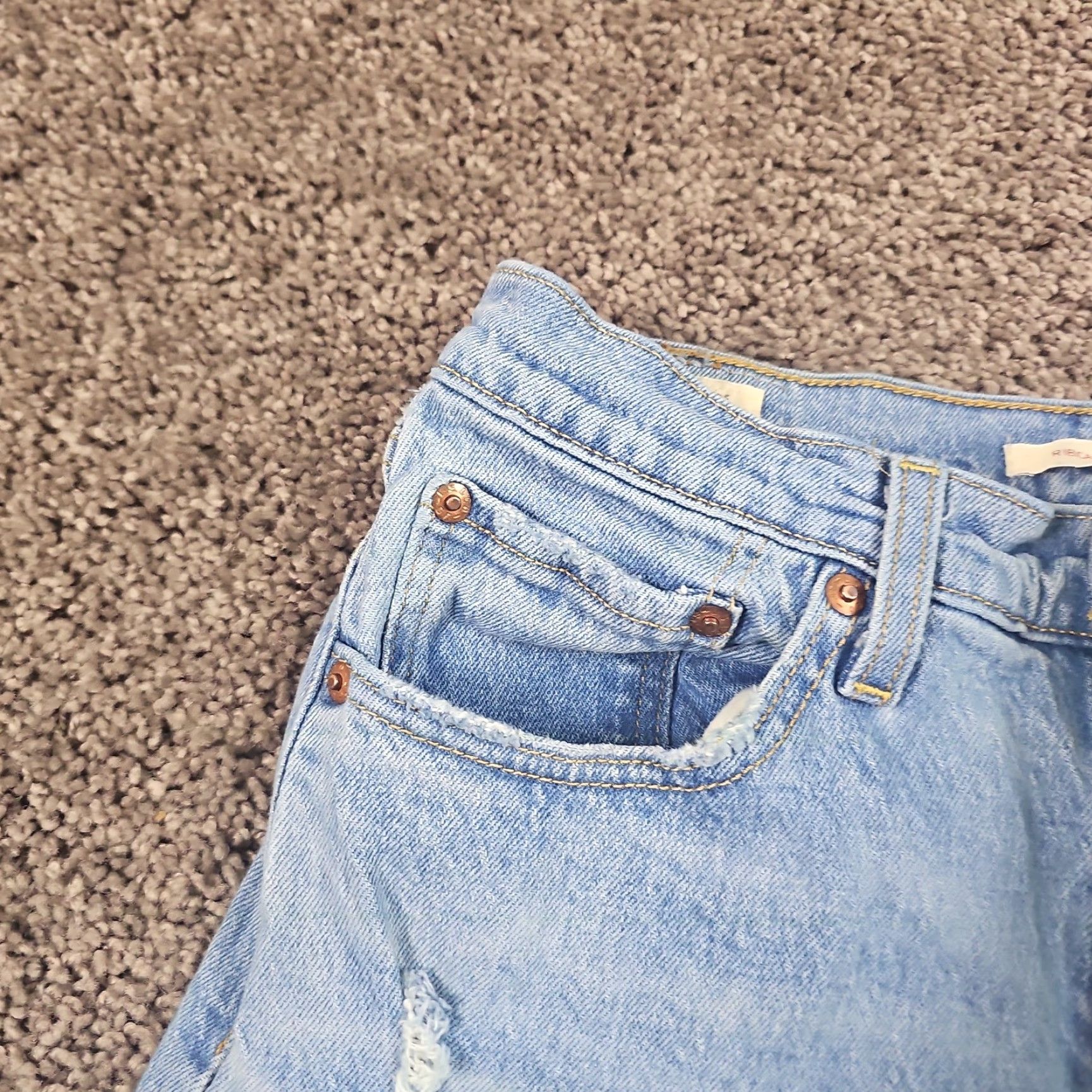 Levi's Levis Jeans Women 29 Light Distressed Stretch Denim Straight Size 29" - 3 Thumbnail