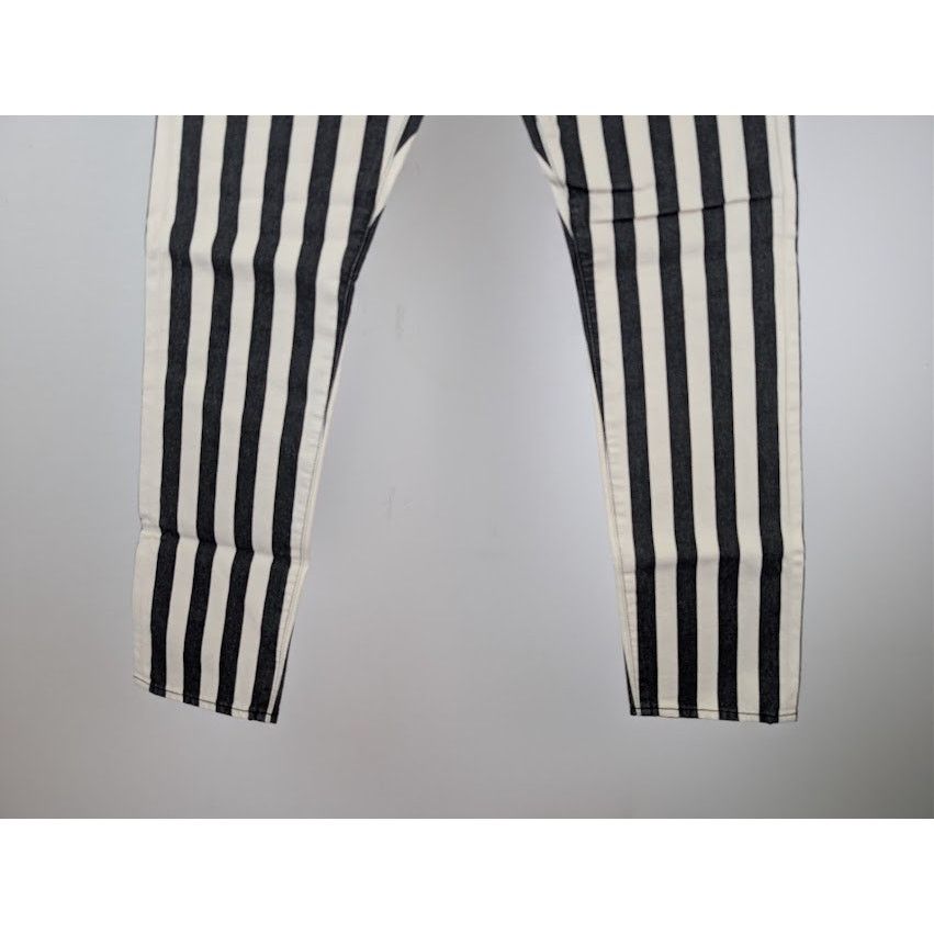Saint Laurent Paris o1rshd1 Fold Bespoke Stripe Straight Denim Jeans Black/White Size US 30 / EU 46 - 4 Thumbnail