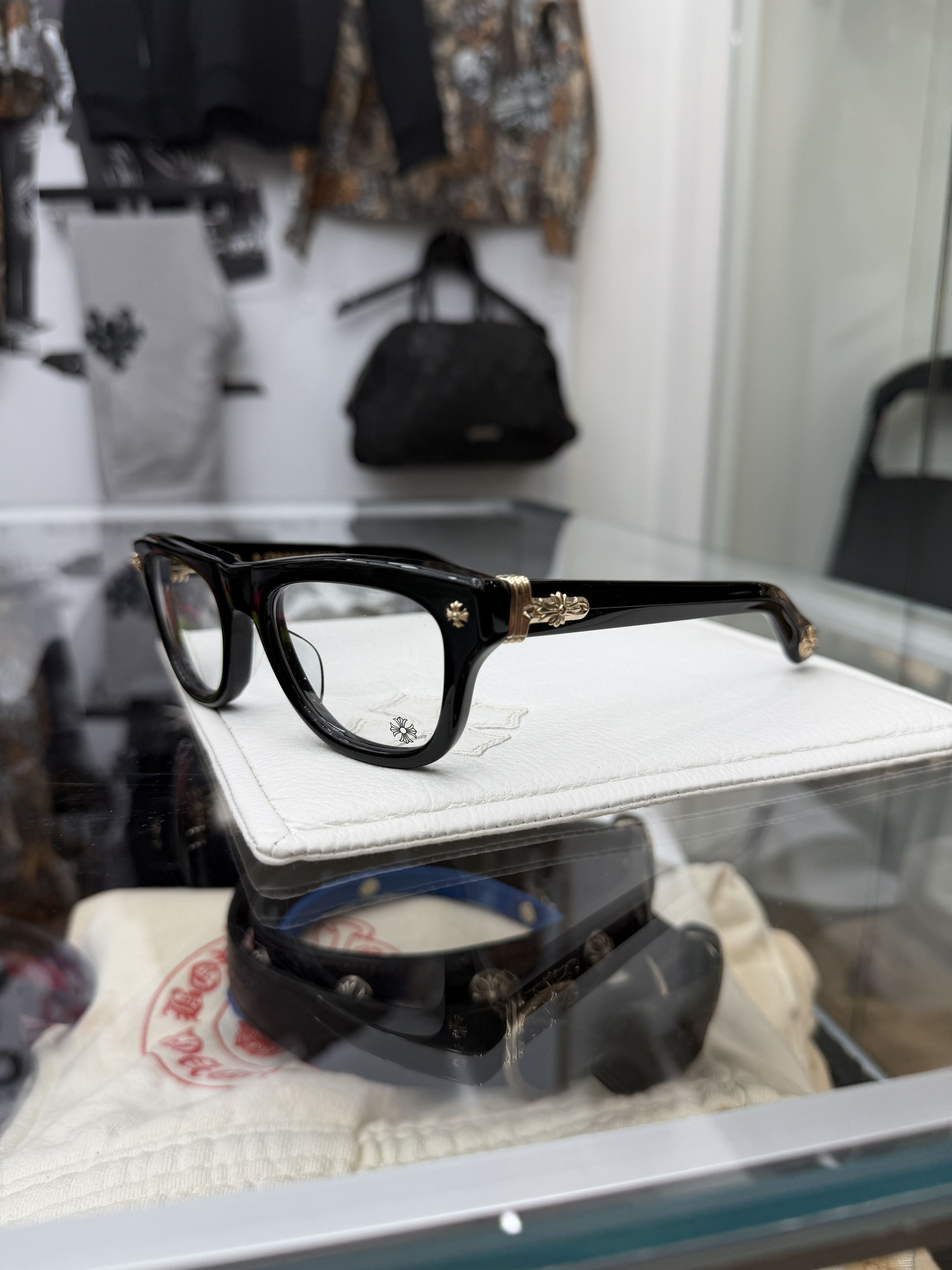 Chrome Hearts Chrome Hearts Trititsagain Glasses Black/Gold Size ONE SIZE - 1 Thumbnail