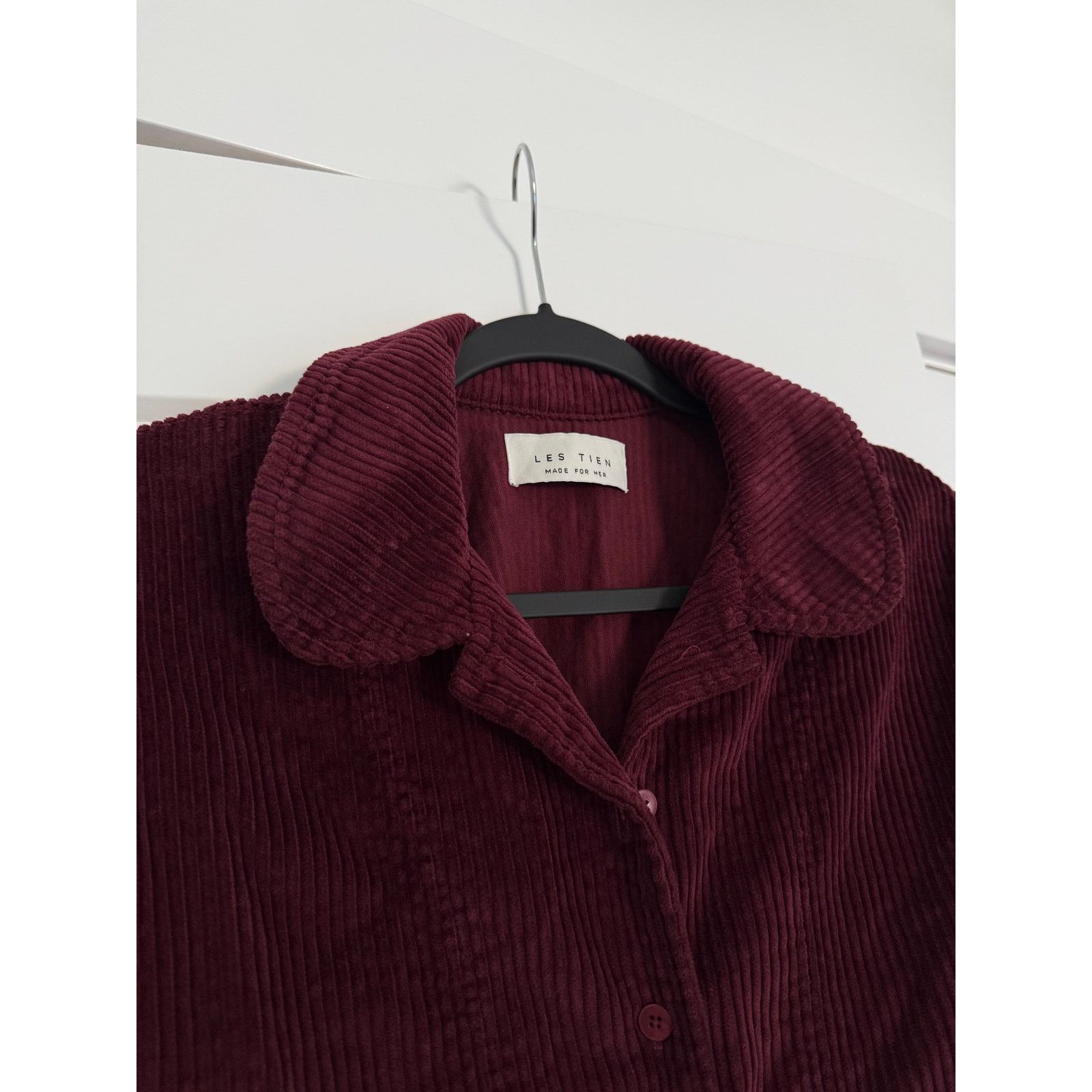 Les Tien $242 New Les Tien Iris Bordeaux Corduroy Button Up - Small Size S / US 4 / IT 40 - 2 Thumbnail