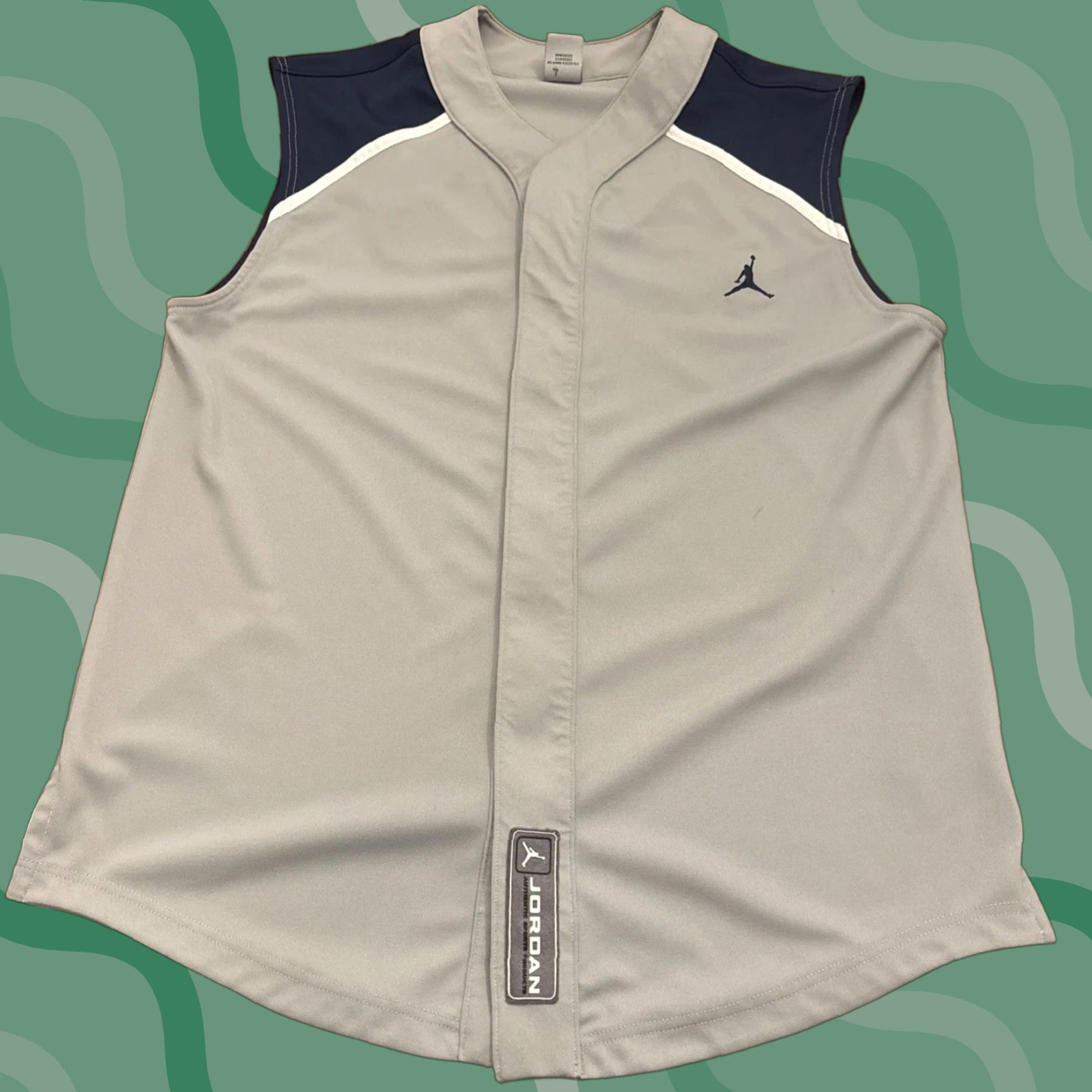 Jordan Brand VINTAGE Jumpman AIR JORDAN 17 Jersey Shirt Men L Gray Blue Button Up Basketball Jersey 90s Mens Size US L / EU 52-54 / 3 - 1 Thumbnail