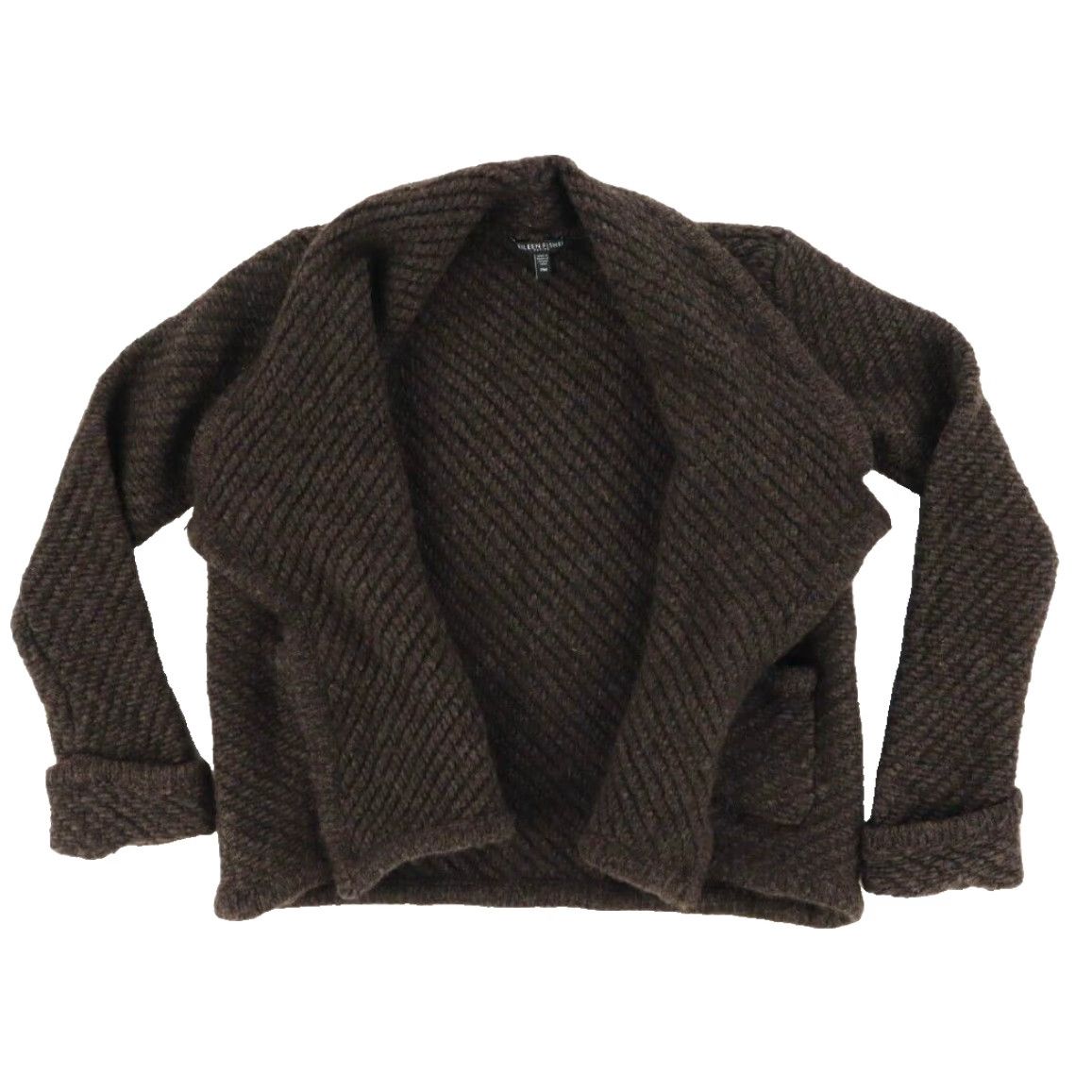 Eileen Fisher Eileen Fisher Open Front Wool Cardigan Sweatshirt Brown Women's PM Shirt Size M / US 6-8 / IT 42-44 - 4 Thumbnail