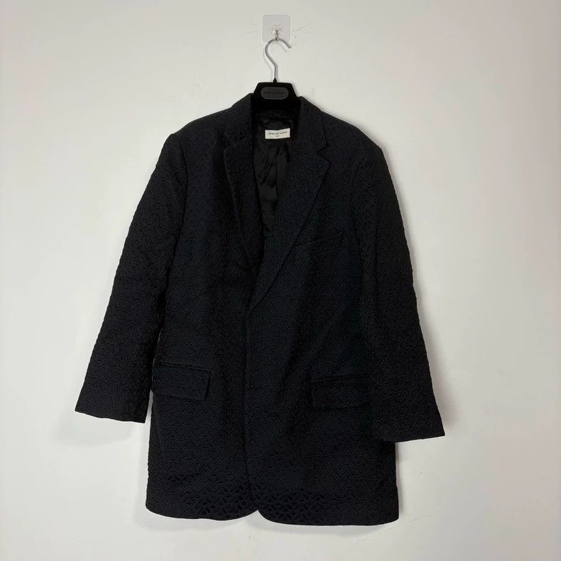 Dries Van Noten DRIES VAN NOTEN Black embossed three-dimensional suit Size L / US 10 / IT 46 - 1 Thumbnail