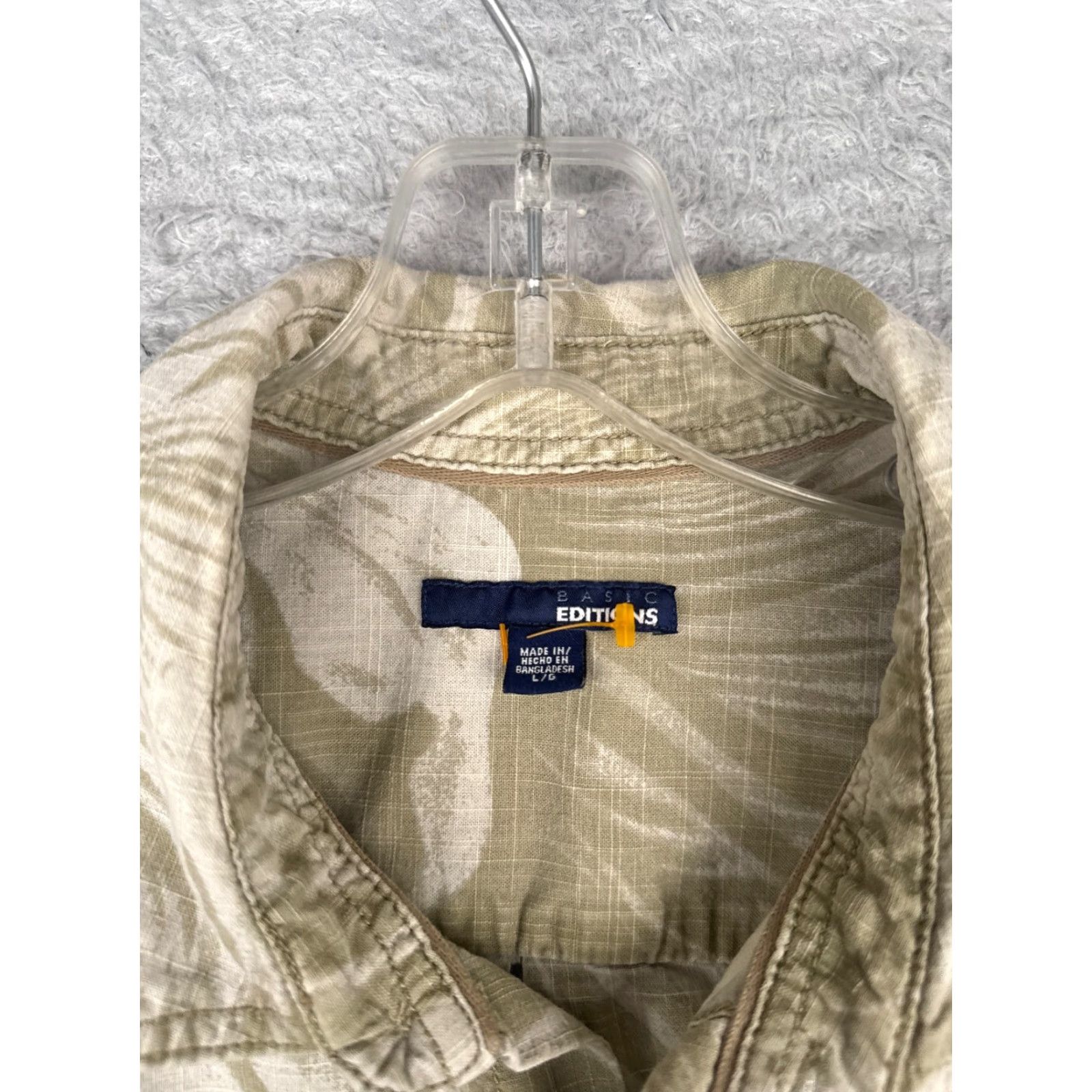 Basic Editions Basic Editions Hawaiian Shirt Men L Green Floral 100% Cotton Button-Up Resort Aloha Luau Vacation Size US L / EU 52-54 / 3 - 7 Thumbnail