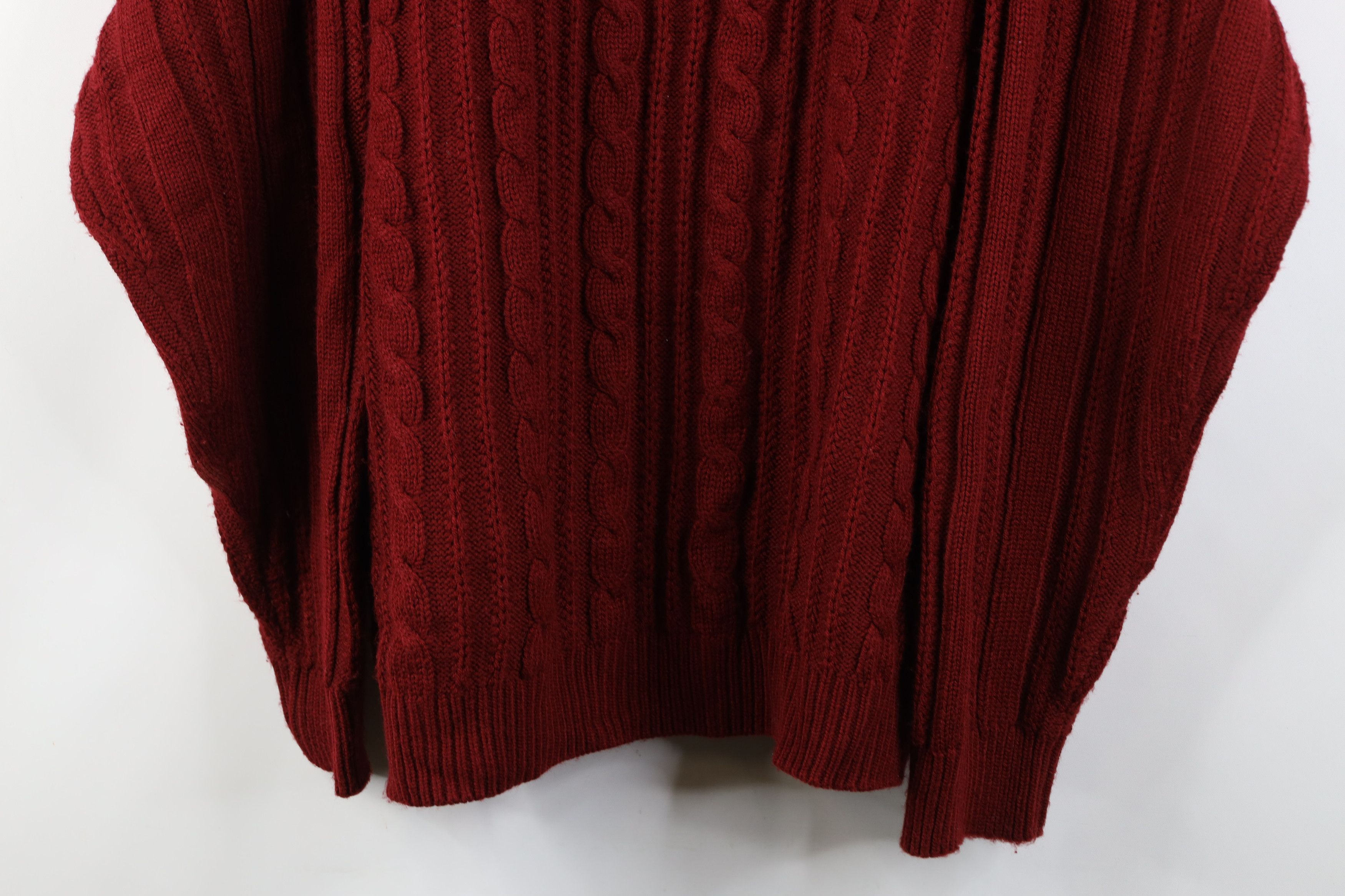 Vintage Vintage 90s Streetwear Cable Knit Crewneck Sweater Red Size US XL / EU 56 / 4 - 3 Thumbnail