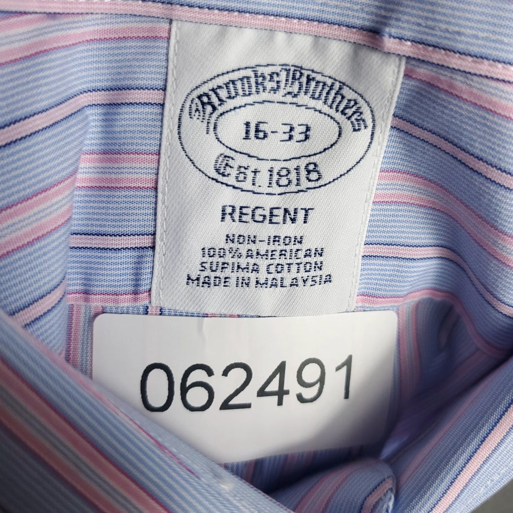 Brooks Brothers Brooks Brothers Dress Shirt Mens 16 Blue Pink Striped Long Sleeve French Cuff Slim Fit Size US L / EU 52-54 / 3 - 8 Thumbnail