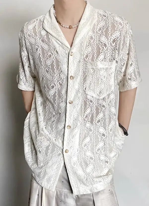 Other Retro design paisley lace cuban collar shirt Size US L / EU 52-54 / 3 - 1 Thumbnail