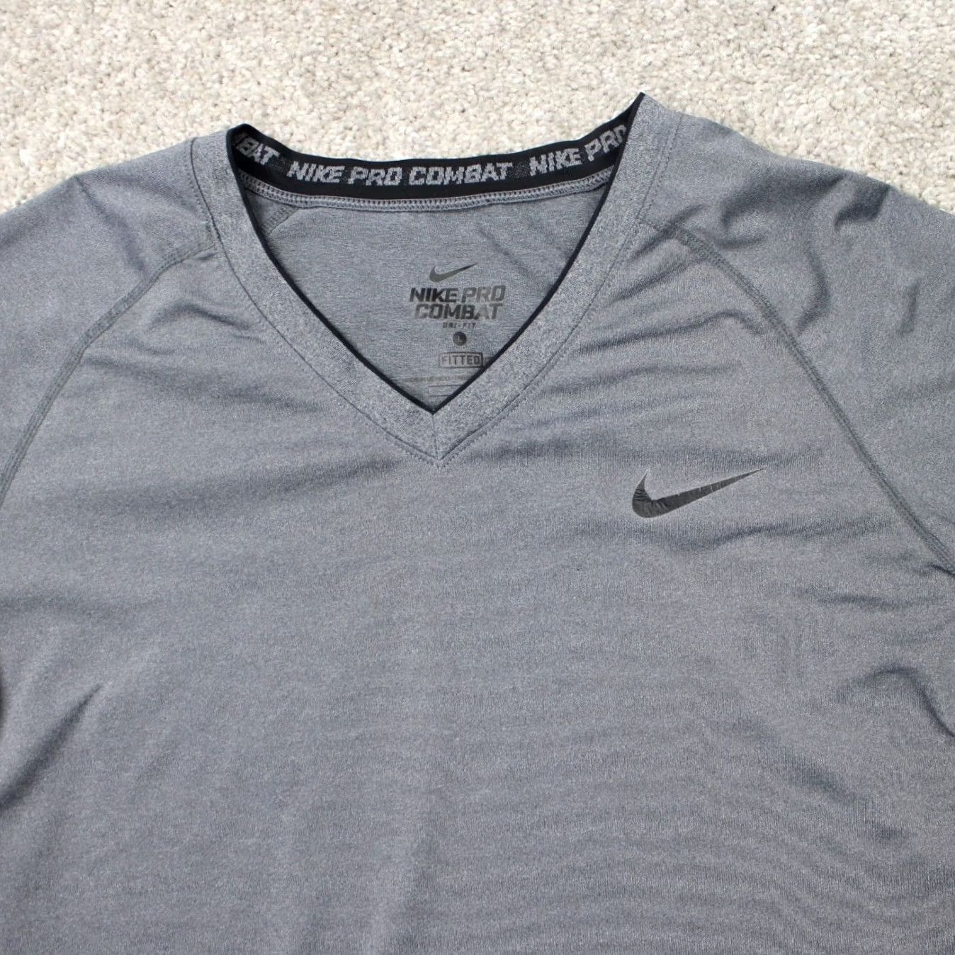 Nike Nike Pro Combat Shirt Mens Large Gray Dri-Fit Long Sleeve Gym Workout Shirt Size US L / EU 52-54 / 3 - 3 Thumbnail