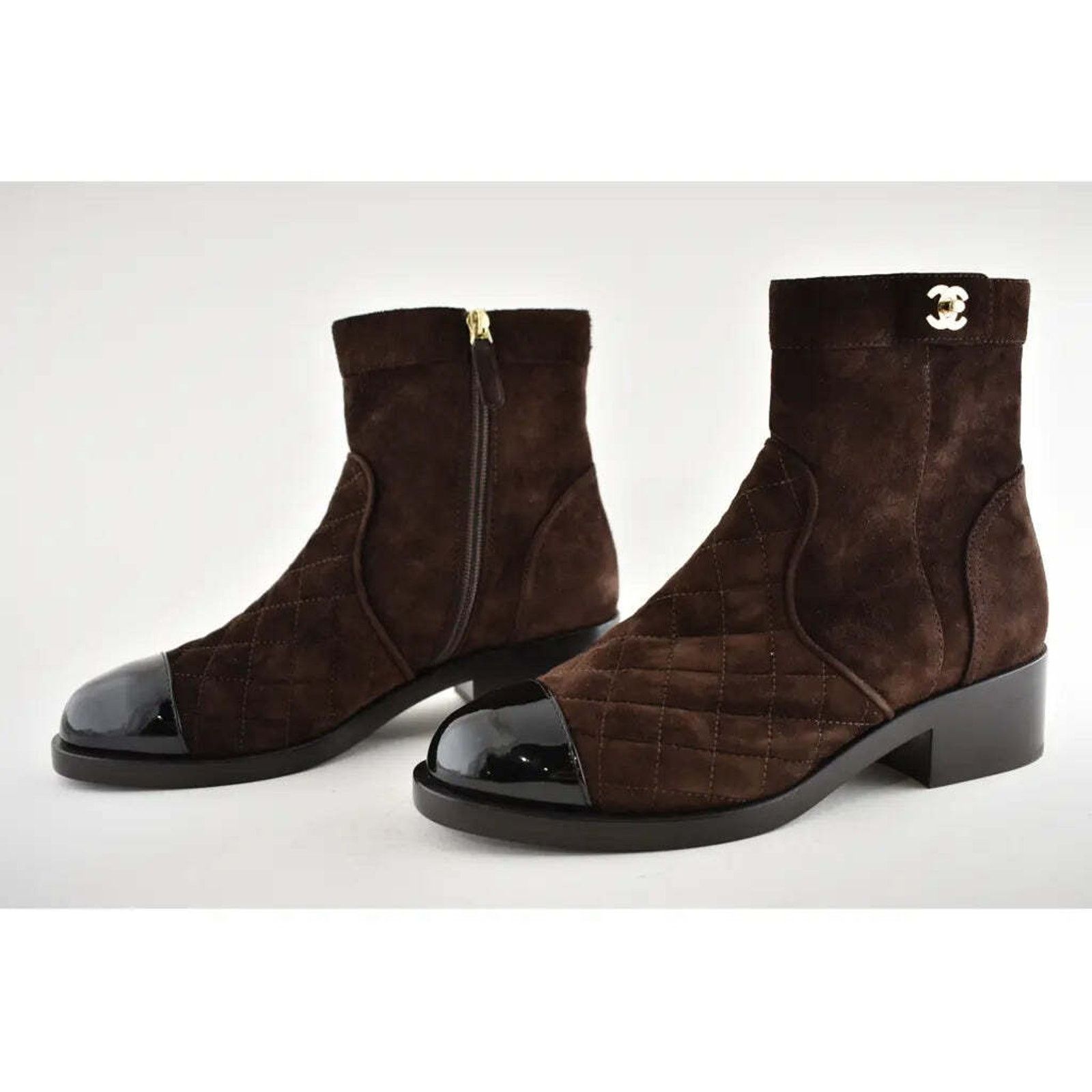 Chanel Chanel 20K Black Brown Suede Quilted Turnlock CC Patent Size US 10 / IT 40 - 8 Thumbnail
