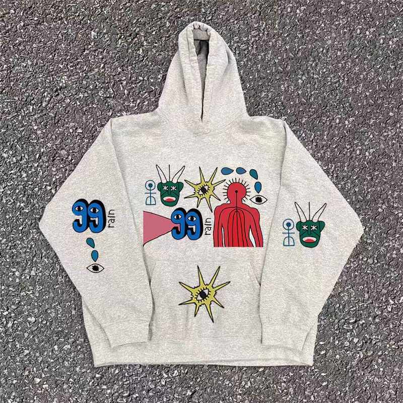 Japanese Brand × Vintage American street retro eye print loose hoodie y2k Size US L / EU 52-54 / 3 - 1 Thumbnail