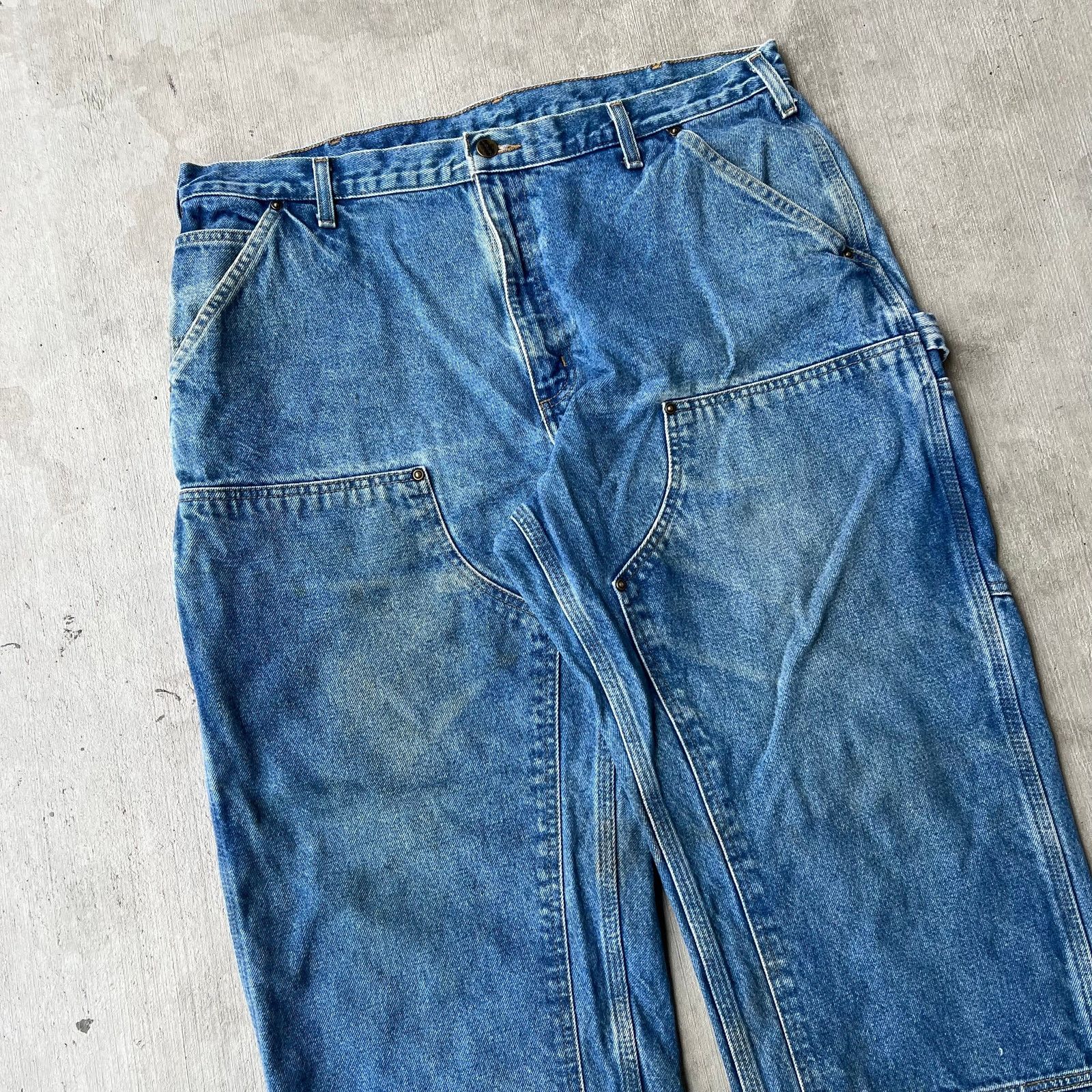 Carhartt × Vintage Carhartt blue denim jeans double knee work carpenter pants Size US 36 / EU 52 - 2 Thumbnail