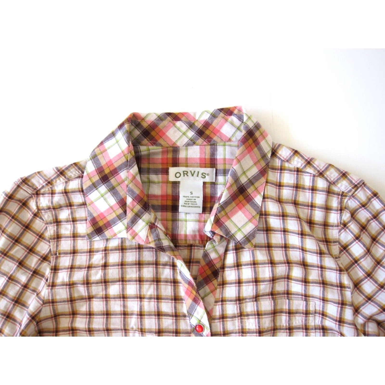 Orvis Orvis Blouse Shirt Women Tunic 100% Cotton Pink Plaid Long Sleeve Collared Small Size S / US 4 / IT 40 - 5 Thumbnail