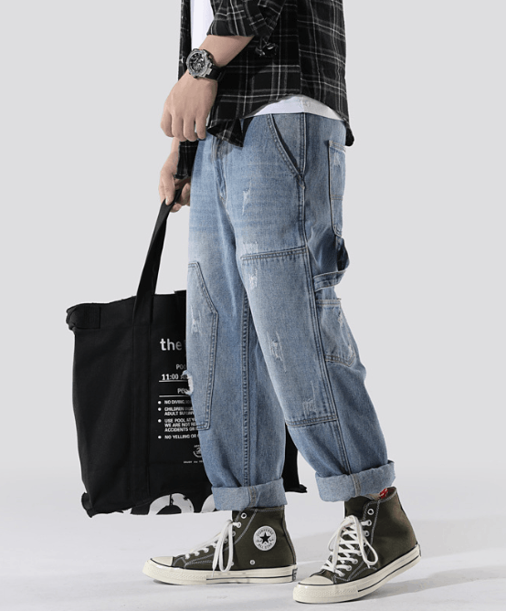 Japanese Brand × Jean Men's collage straight popular mid-rise casual cargo jeans Size US 32 / EU 48 - 3 Thumbnail