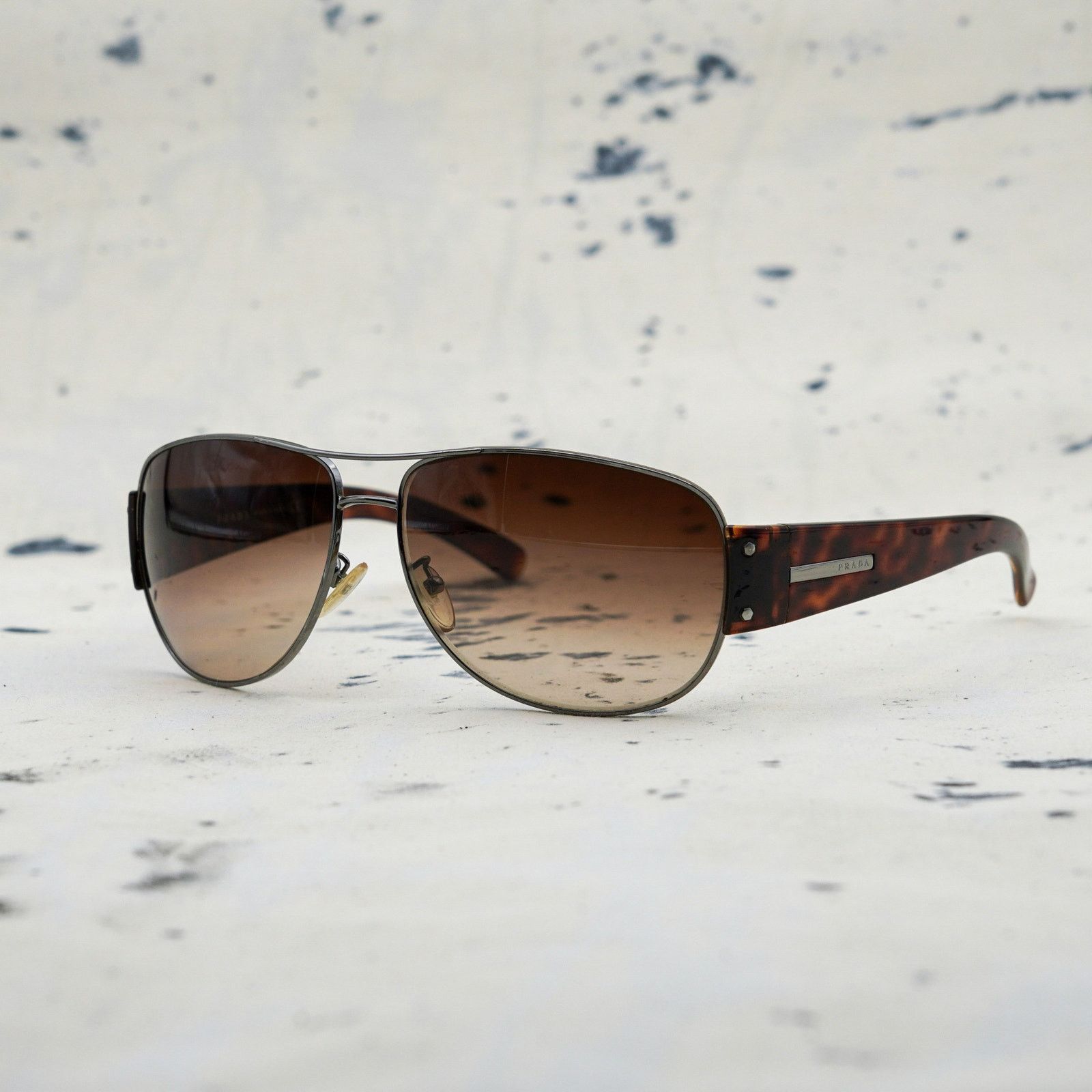 Prada Prada gradient brown aviator silver logo sunglasses Size ONE SIZE - 1 Thumbnail