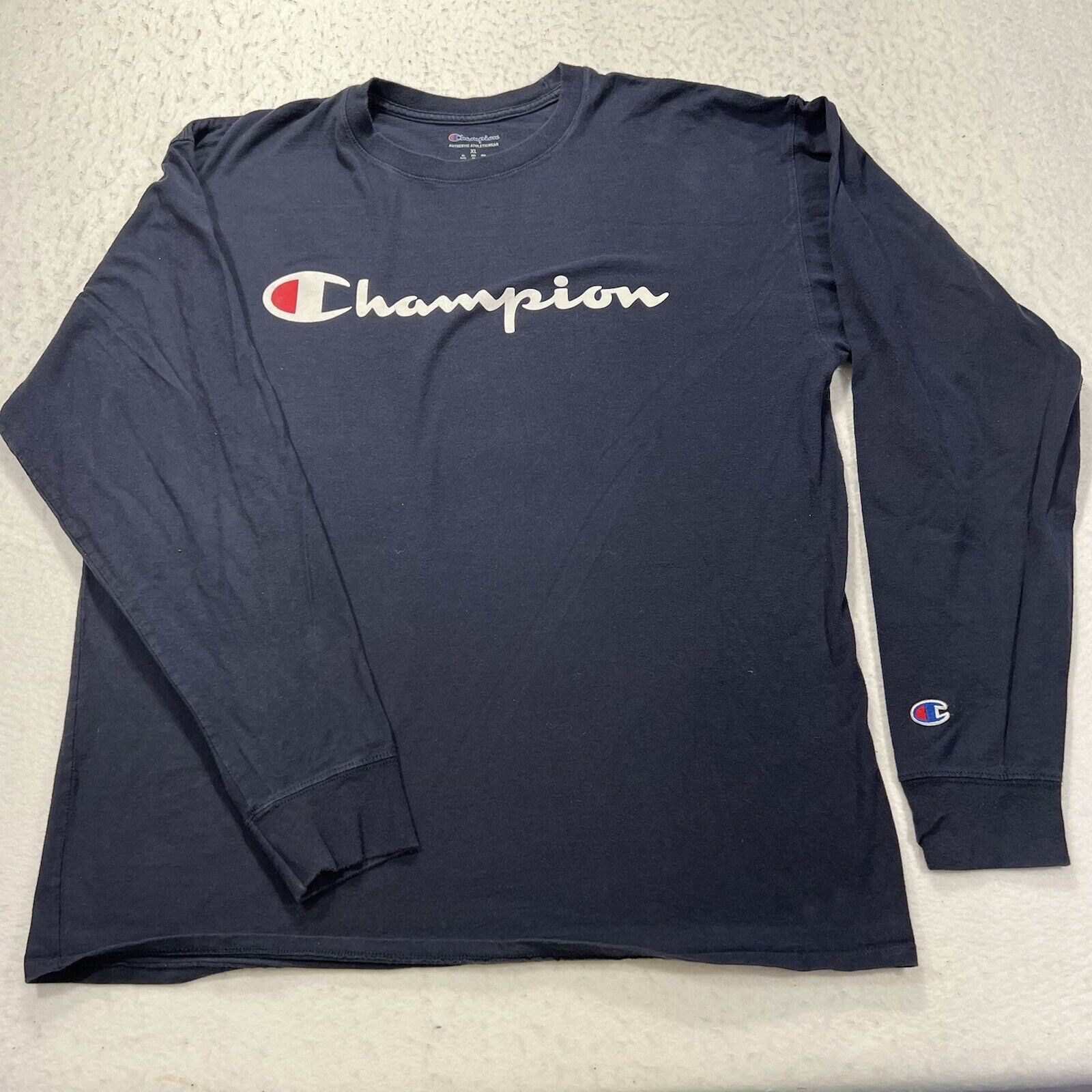 Champion Champion Athleticwear Navy Blue Cotton Graphic T Shirt Size US XL / EU 56 / 4 - 1 Thumbnail