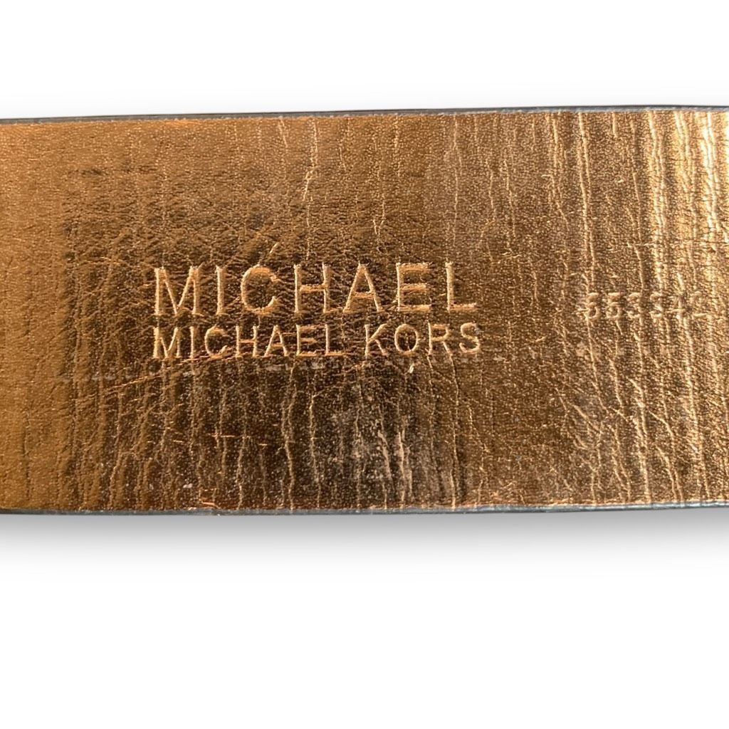 Michael Kors Michael Michael Kors Chocolate Logo Belt Statement MK Buckle Size ONE SIZE - 6 Thumbnail