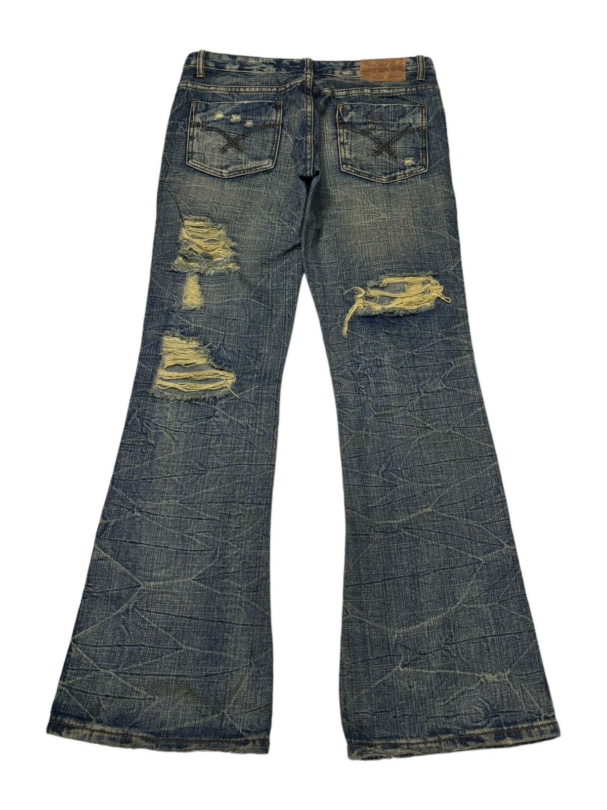 If Six Was Nine ❤️‍🔥THRASHED RIPPED RUSTY FLARED DENIM JEANS DIESEL STYLE Size US 32 / EU 48 - 2 Thumbnail