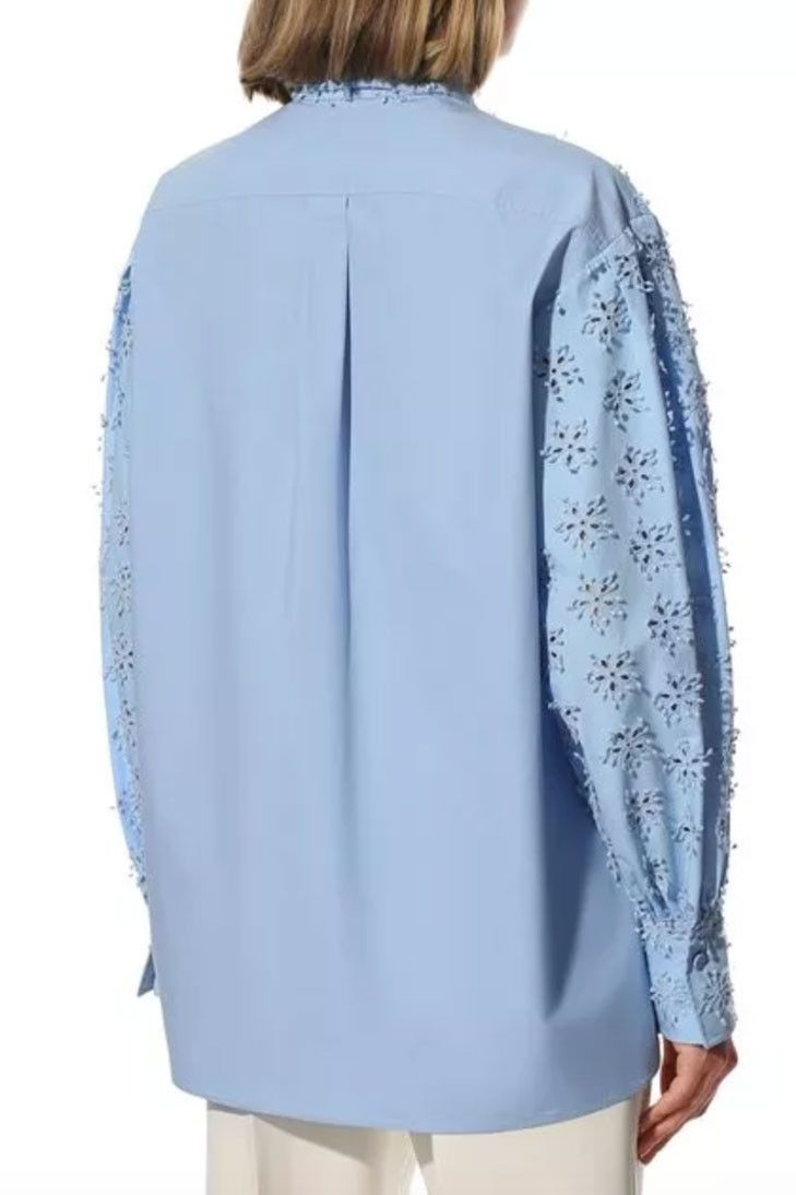 Valentino o1y0326 Solid Color Shirt in Sky Blue Size M / US 6-8 / IT 42-44 - 3 Thumbnail