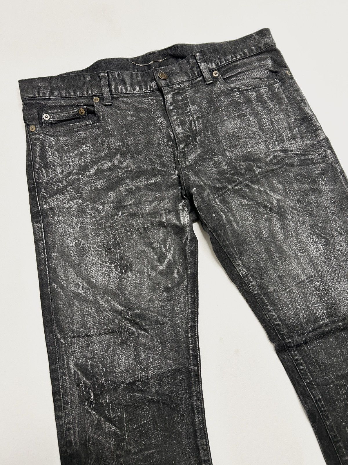 Saint Laurent Paris SS2015 Waxed Denim Jeans Size US 30 / EU 46 - 3 Thumbnail