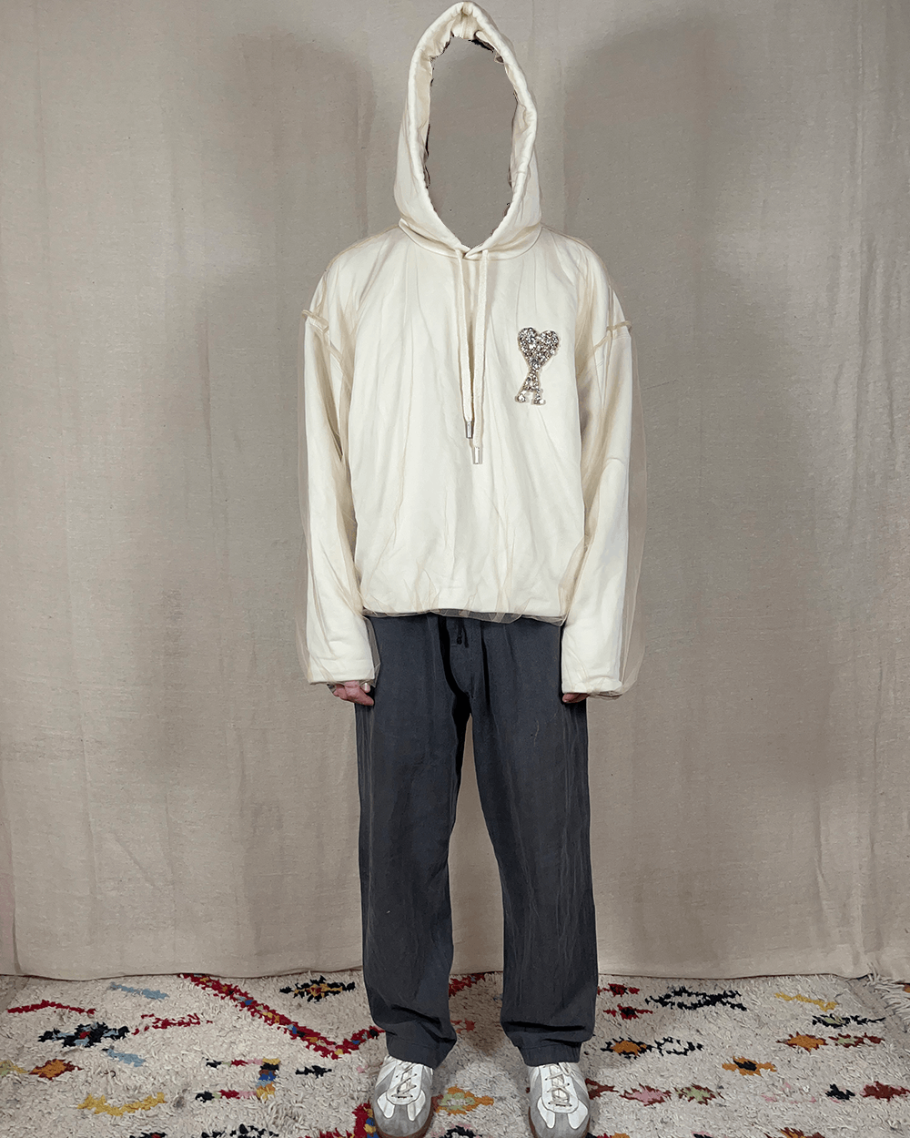 Other AMI Alexandre Mattiussi 2 Layer Cotton /Tulle Hoodie Size US L / EU 52-54 / 3 - 2 Thumbnail