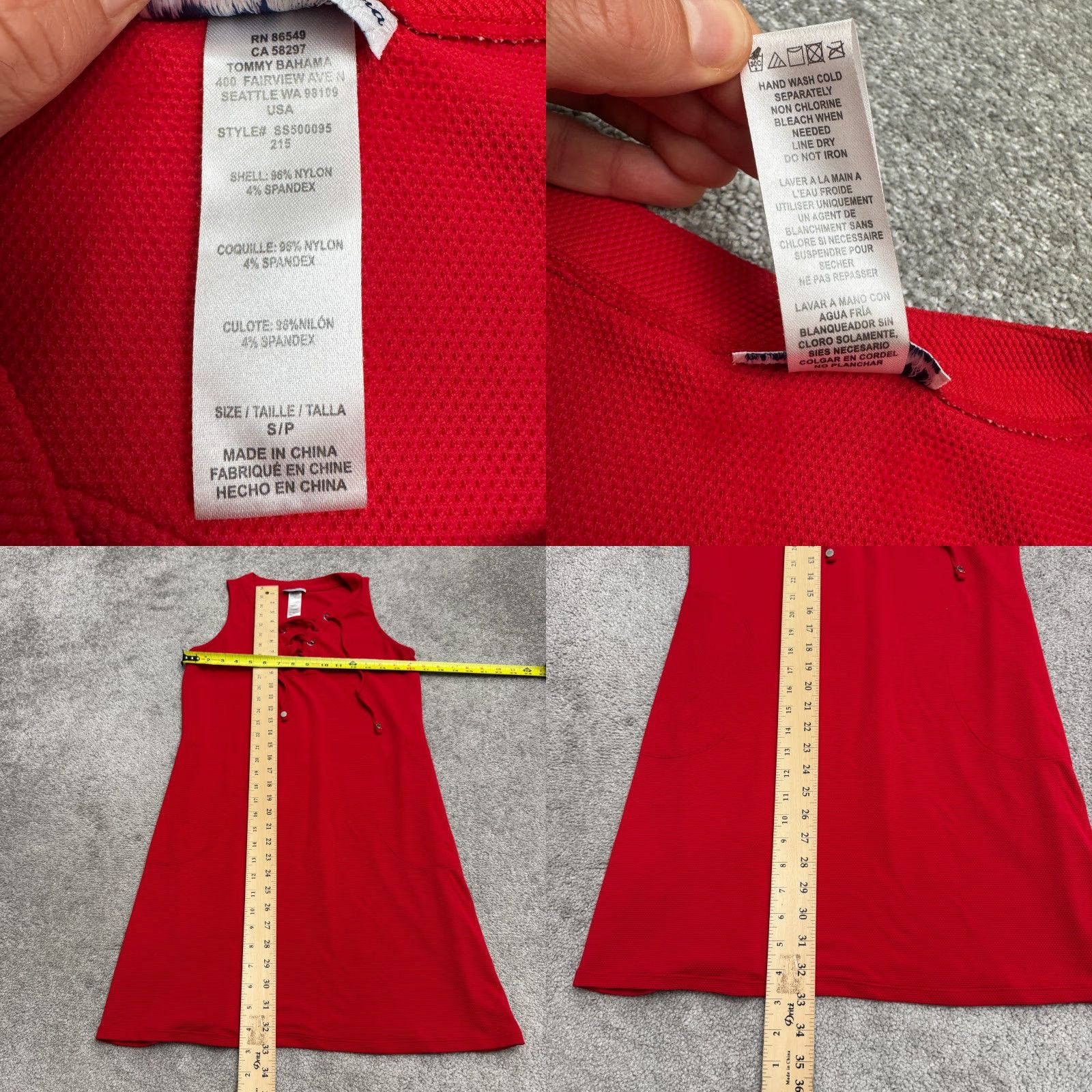 Tommy Bahama Tommy Bahama Dress Womens Small Red Sleeveless Knee Length V-Neck Tie Neckline Shirt Dress Casual Workwear Size S / US 4 / IT 40 - 9 Thumbnail