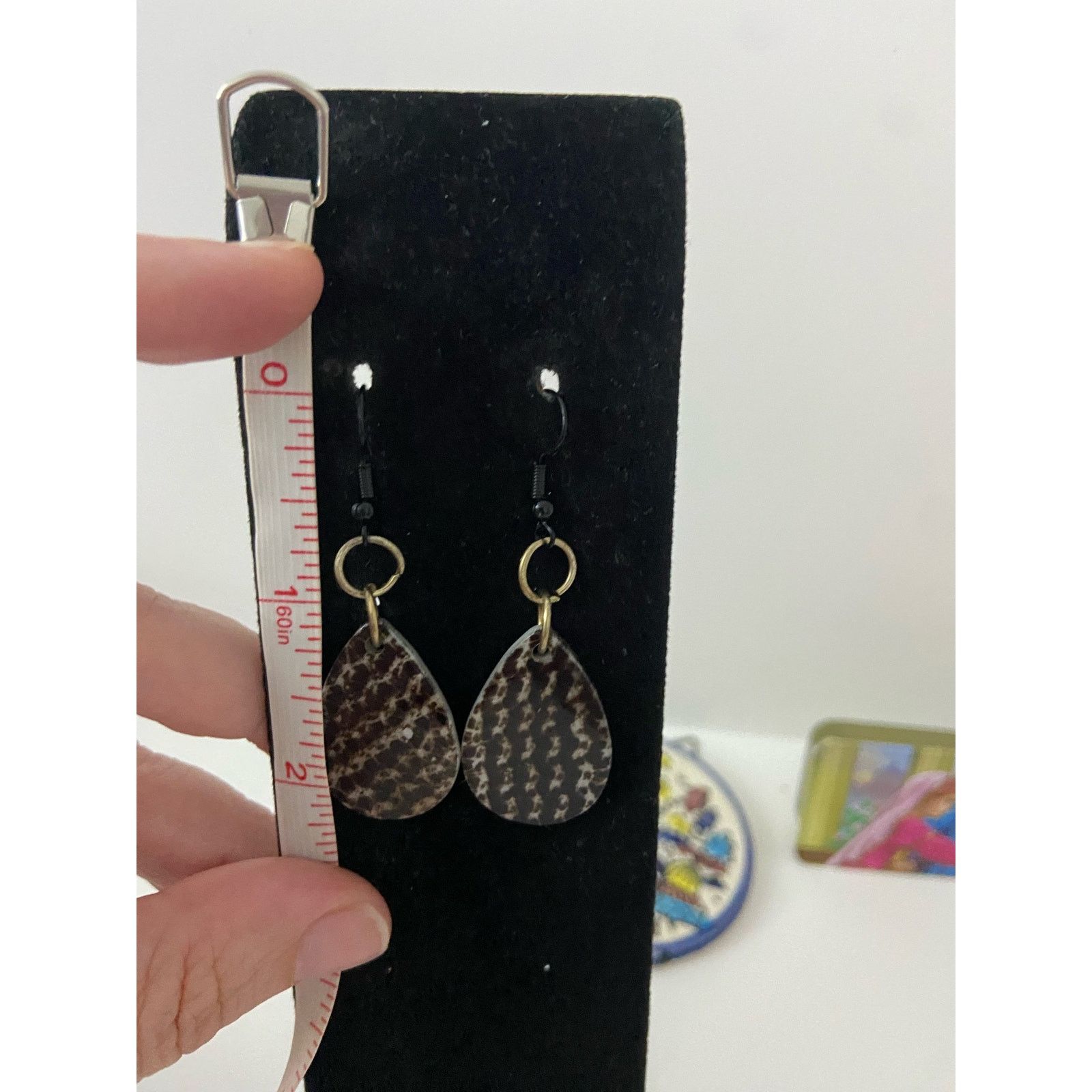 Handmade brown teardrop earrings Size ONE SIZE - 3 Thumbnail
