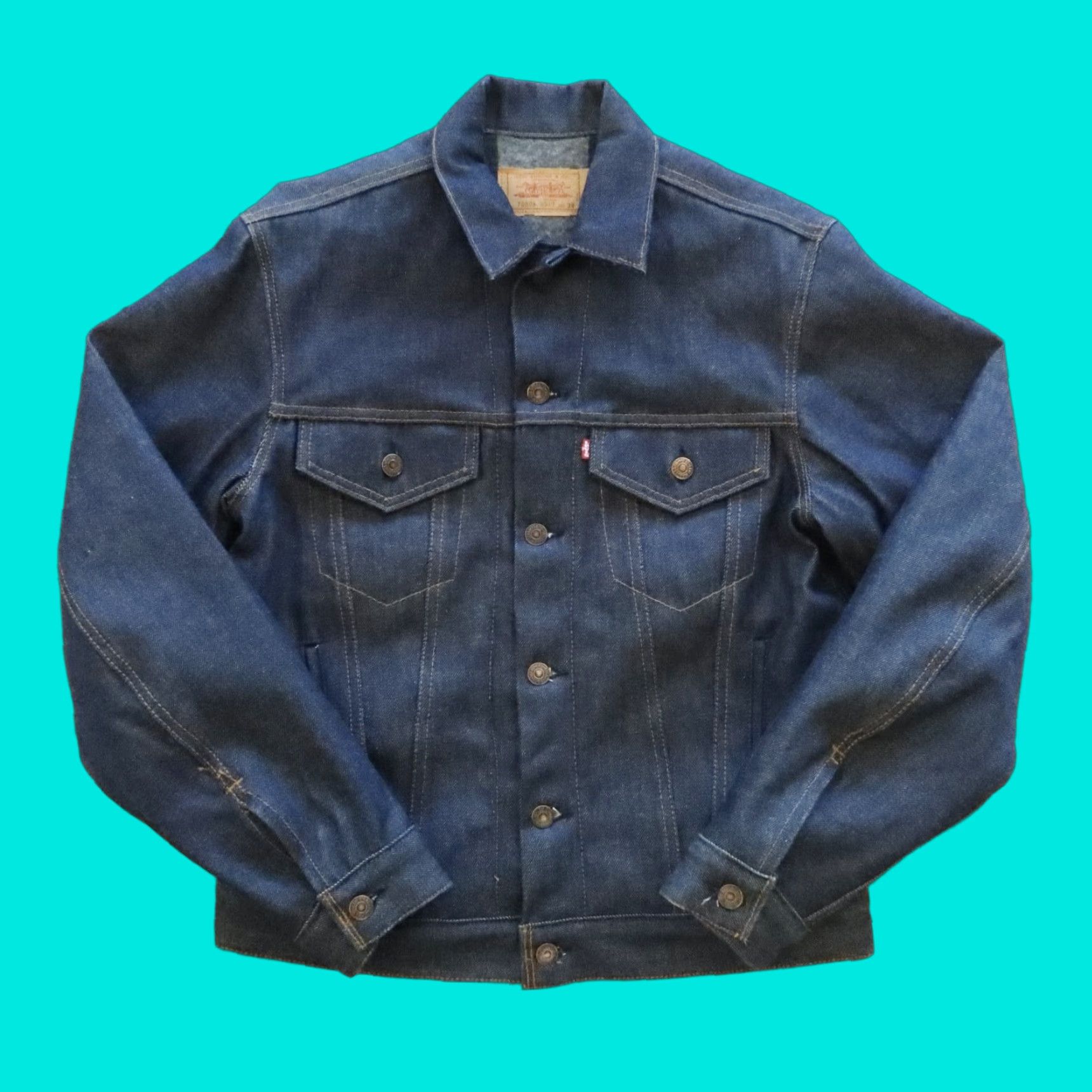 VINTAGE Levi's Trucker Jacket Blue 38 Mens Blanket Lined Type 3 Deadstock Made in USA