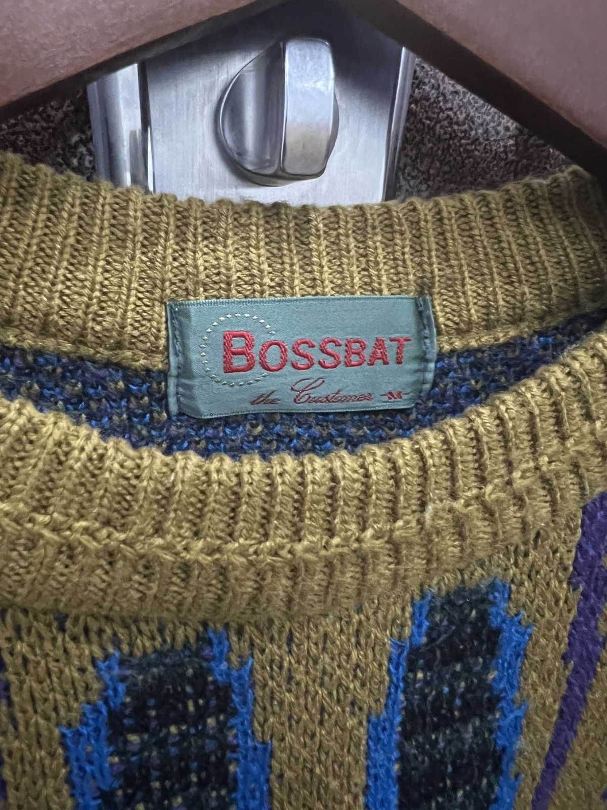 Vintage Intarsia 90s Coogi Style Knit Sweater Bold Geometric