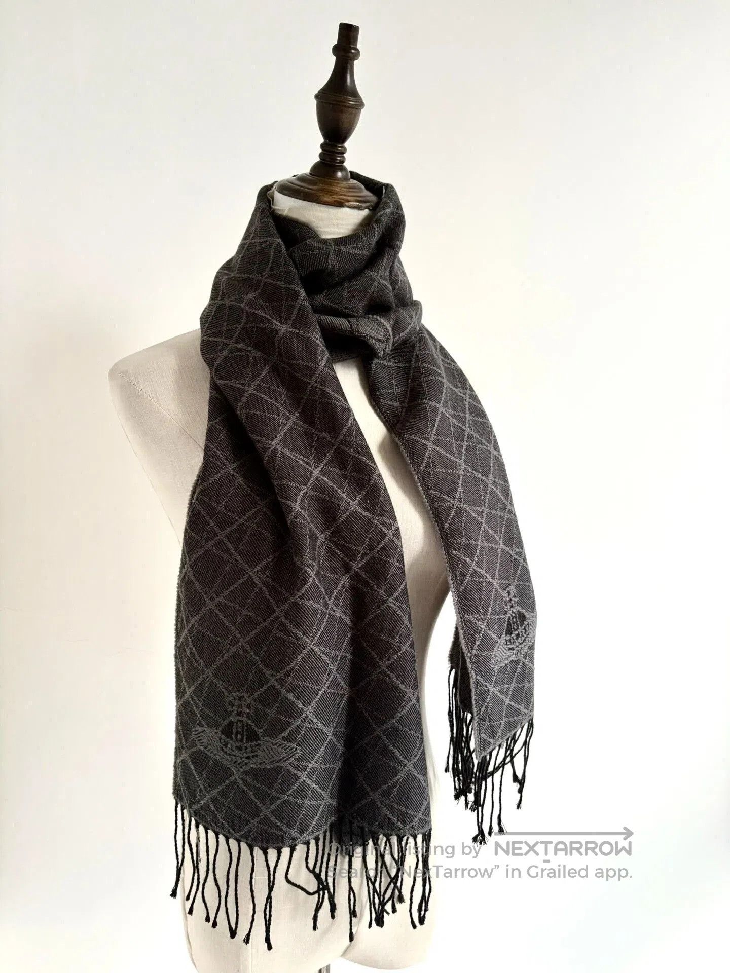 Vivienne Westwood vivienne westwood black gray diamond pattern scarf. Size ONE SIZE - 3 Thumbnail