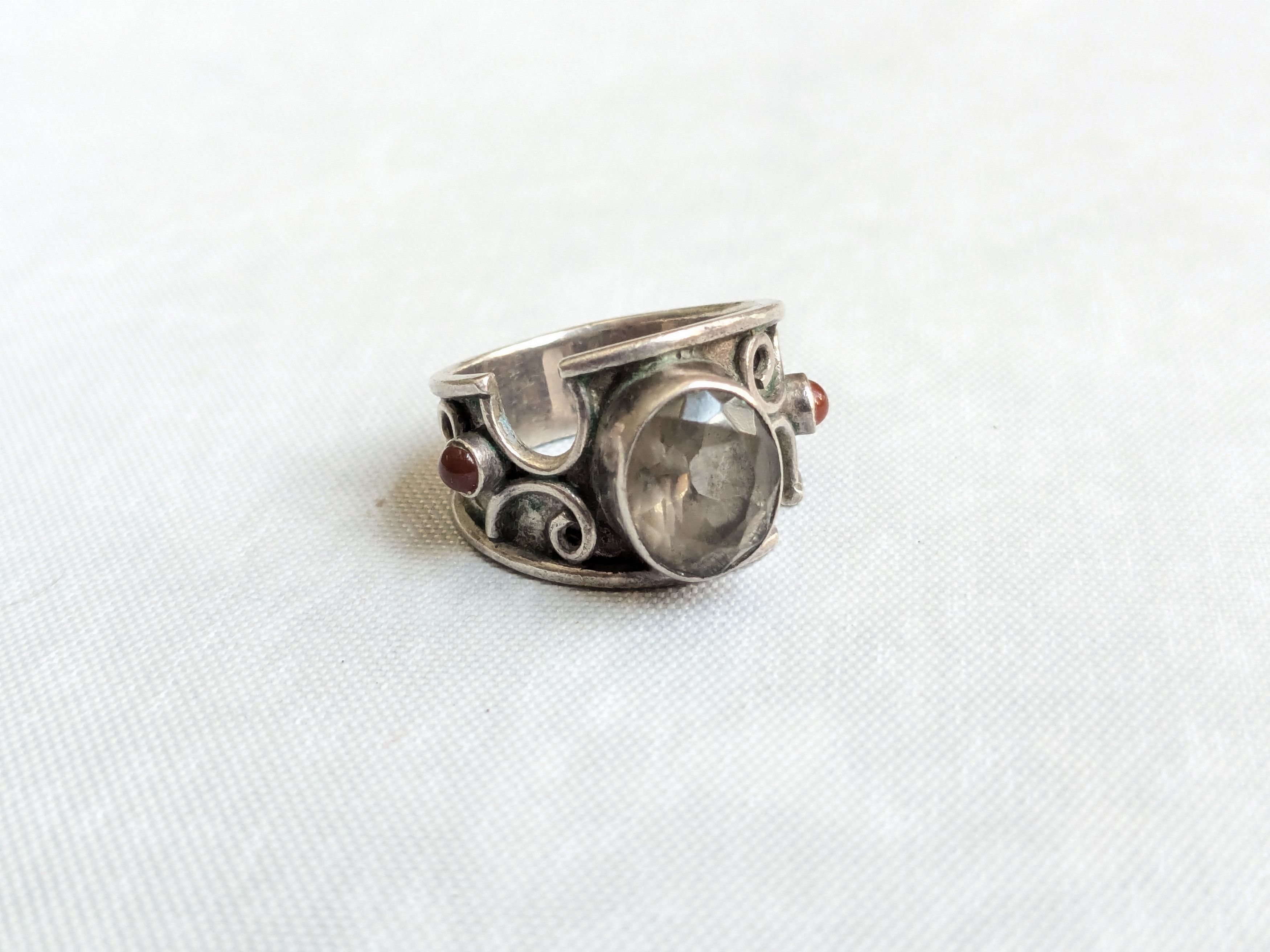 Jewelry Vintage Sterling Silver Quartz Carnelian 8 Size ONE SIZE - 1 Thumbnail