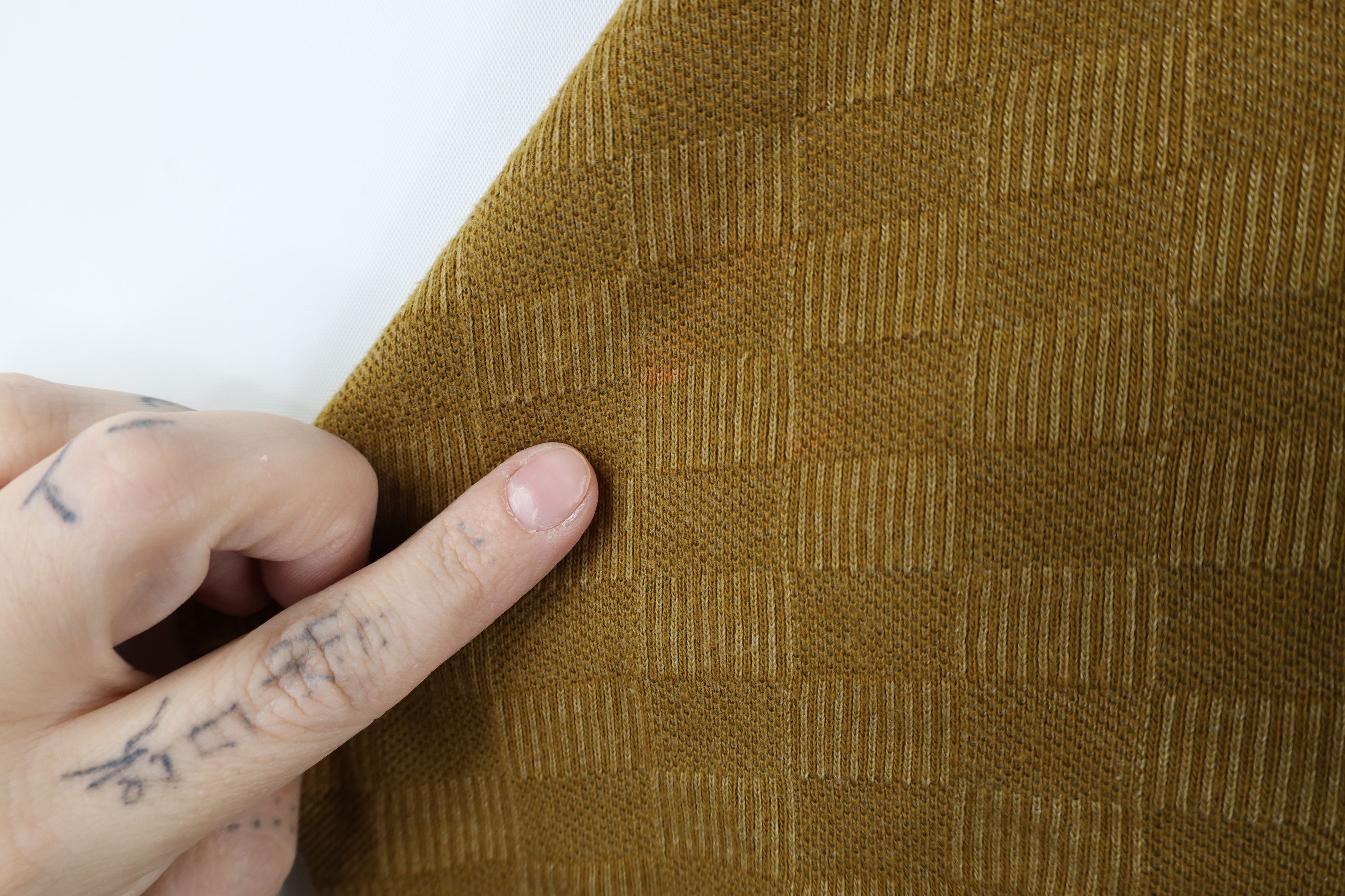 Vintage Vintage 90s Streetwear Checkered Knit Pocket T-Shirt Gold Size US XL / EU 56 / 4 - 5 Thumbnail