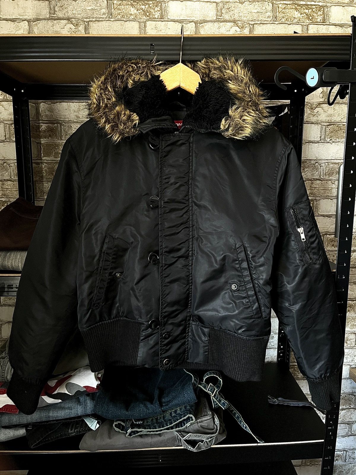 image of Vintage Avant Garde If Six Was Nine Style Japanese Jacket Fur Hood in Black, Men's (Size Medium)
