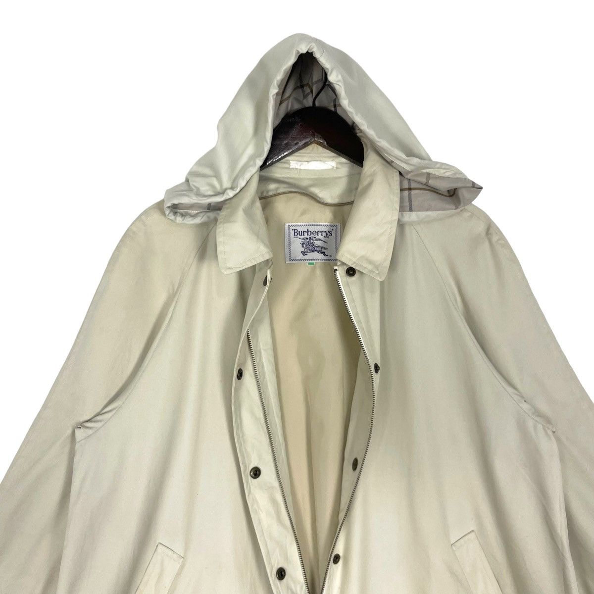 Burberry Vintage 90s Burberrys Trench Coat Hoodie Button Up Jacket Size US L / EU 52-54 / 3 - 9 Thumbnail