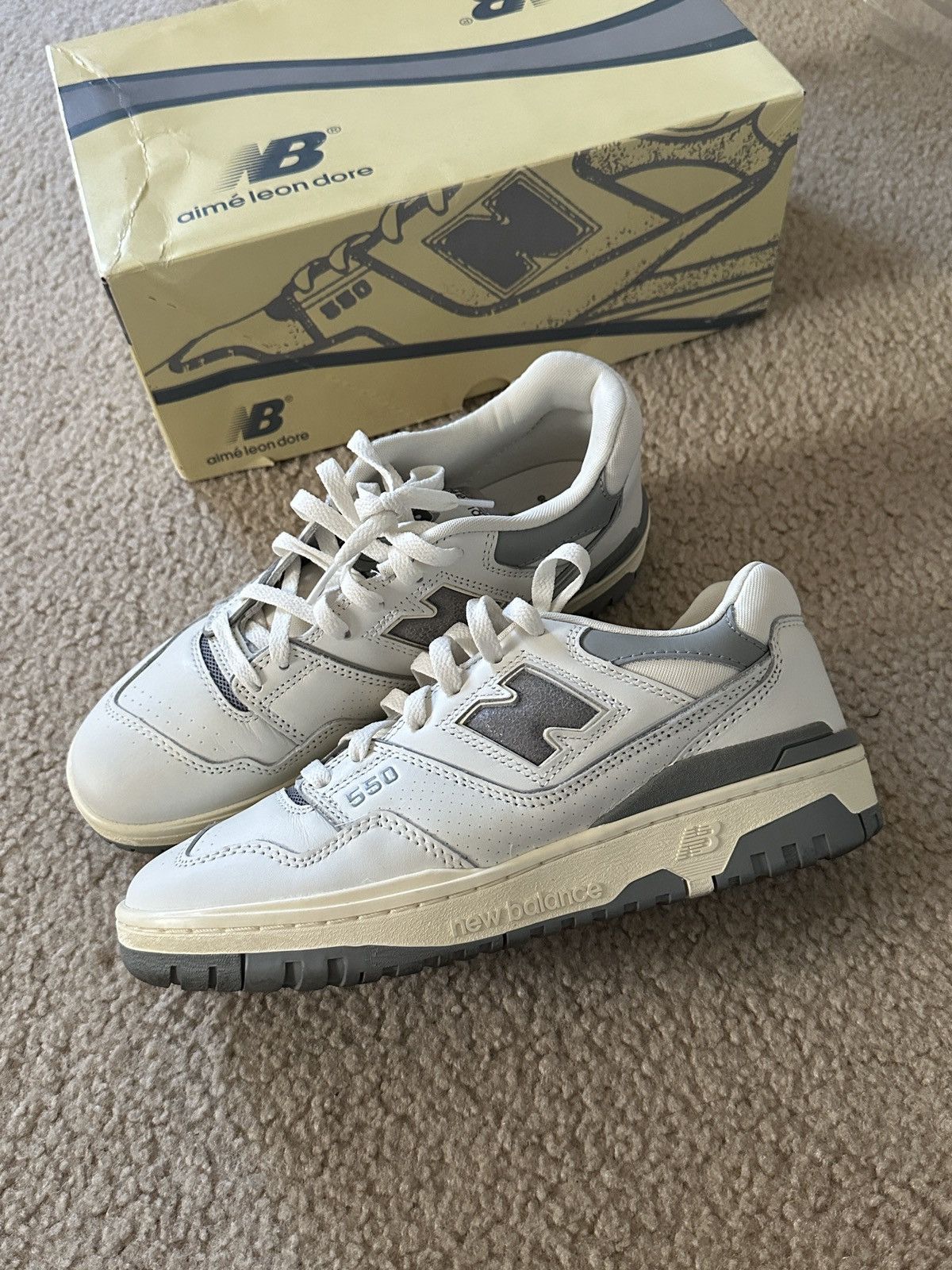 image of 550 Aime Leon Dore White Grey Size Us 8 Shoes in White Gray, Men's