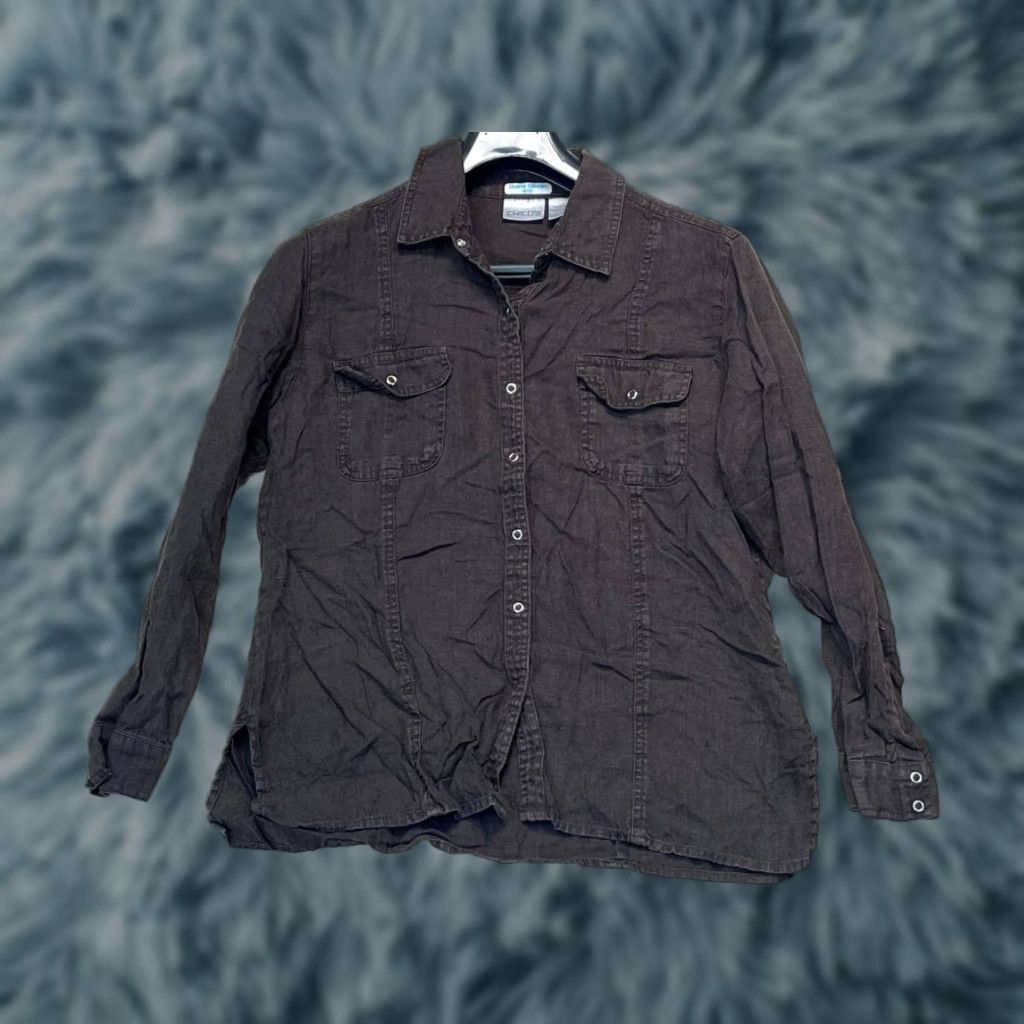 Vintage Chico's Button-Up Linen Brown Women Size 2 See Pics Size XS / US 0-2 / IT 36-38 - 1 Thumbnail