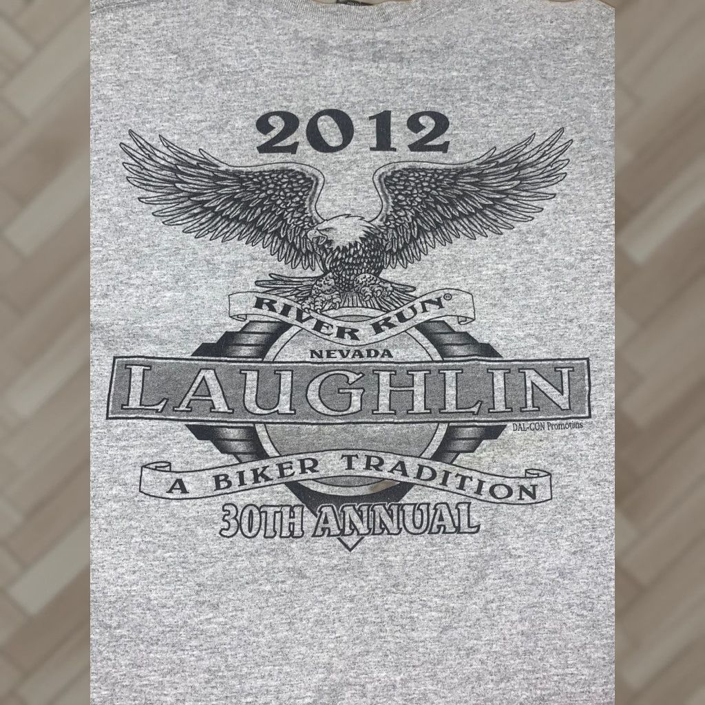Vintage Laughlin River Run Promo Graphic Long Sleeve T Shirt Mens L Gray Harley Davidson Motorcycle Cotton Crew Neck Size US L / EU 52-54 / 3 - 1 Thumbnail