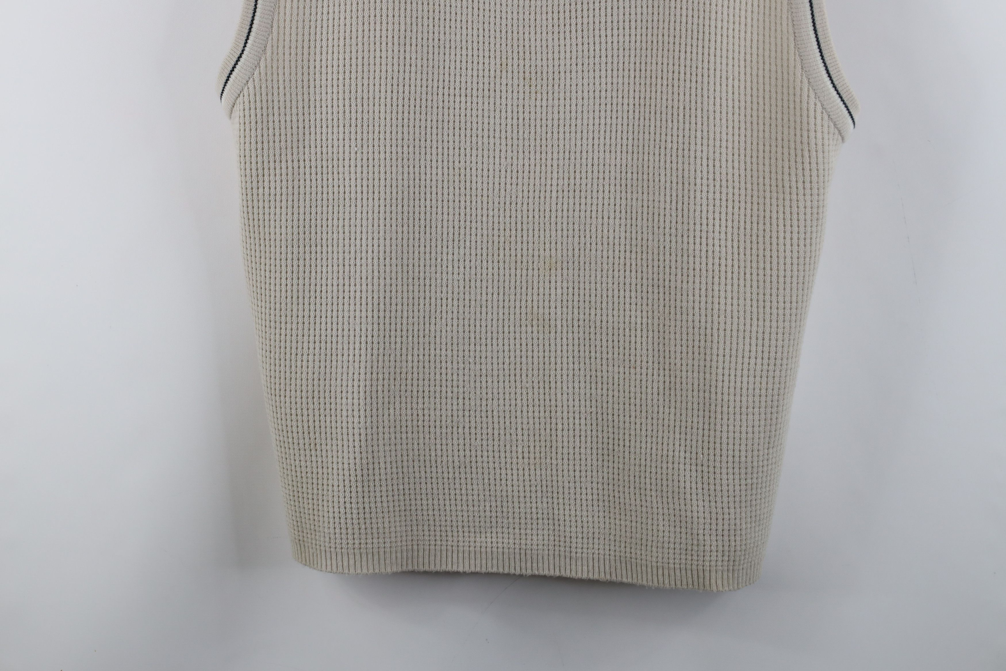 Vintage Vintage 90s Streetwear Ribbed Knit Sweater Vest Beige Size US L / EU 52-54 / 3 - 3 Thumbnail