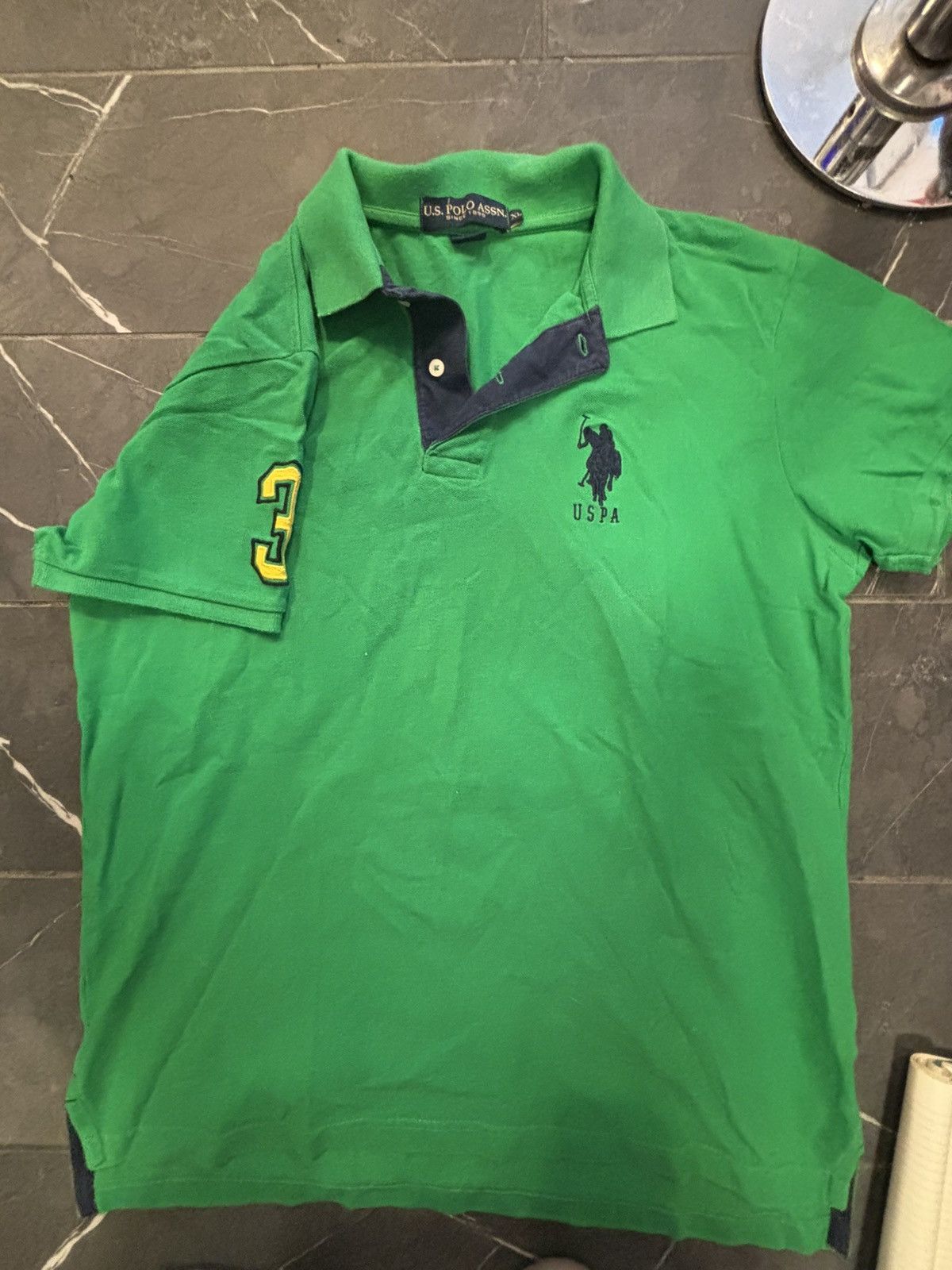 Polo Ralph Lauren Rare Green Yellow Number Stitch Polo Never Worn Size US XL / EU 56 / 4 - 3 Thumbnail