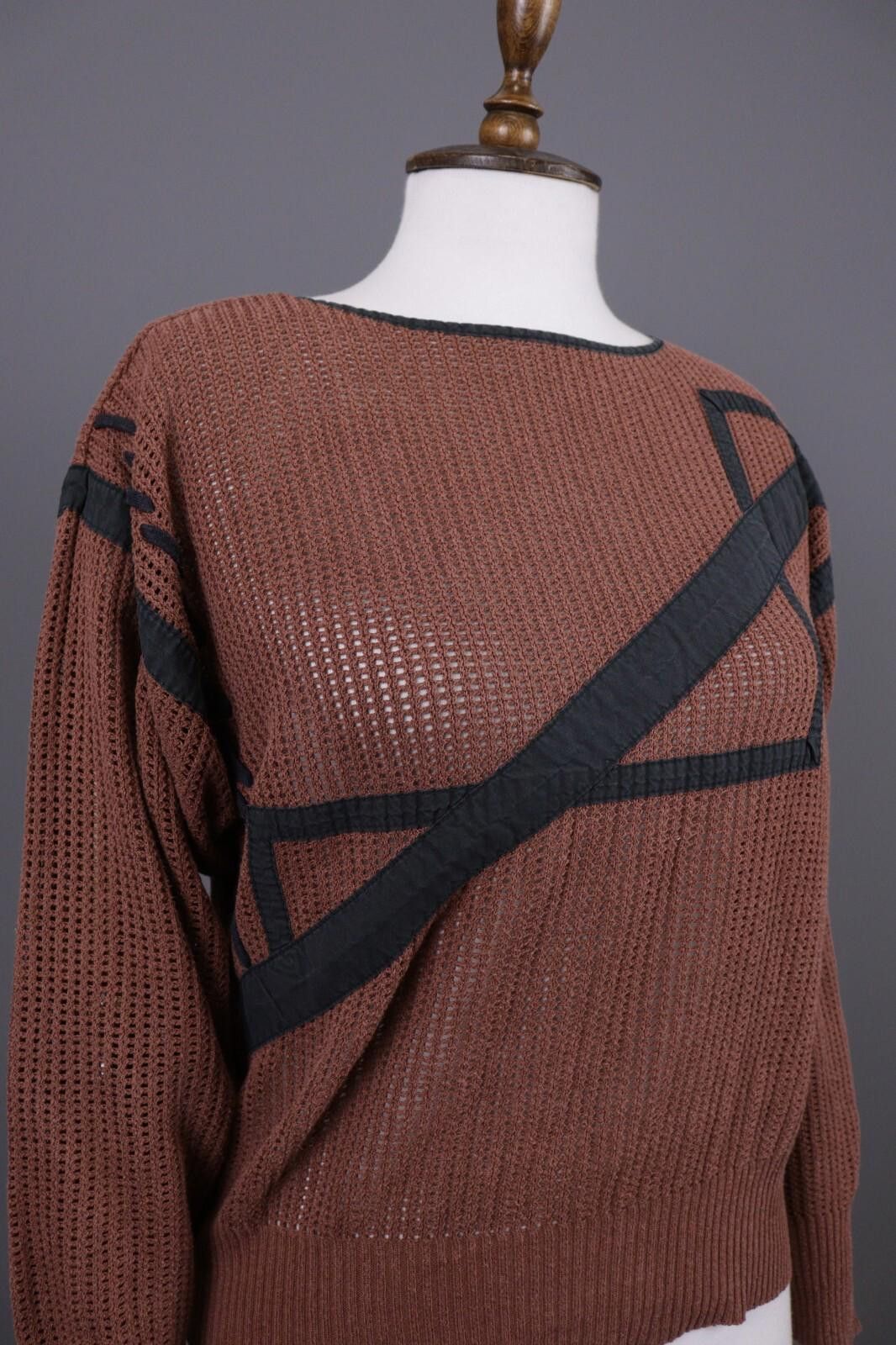 Christian Dior Monsieur Mondi Brown Knit Striped Geometric Sweater Size 36 / S Size M / US 6-8 / IT 42-44 - 5 Thumbnail