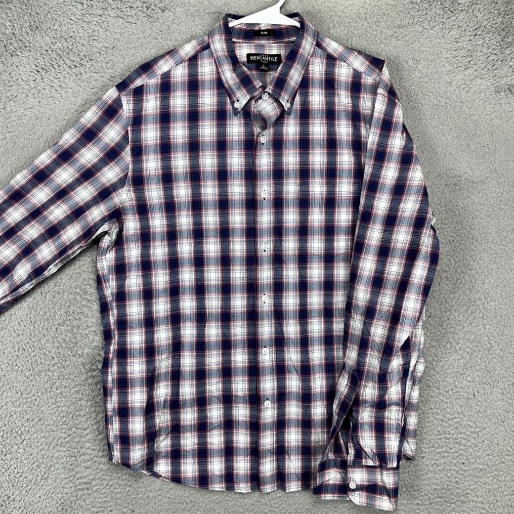 J.Crew J.CREW Mercantile Flex Button-Down Shirt Men Large Plaid Blue Red Slim Fit Button-Up Shirt Size US L / EU 52-54 / 3 - 2 Thumbnail