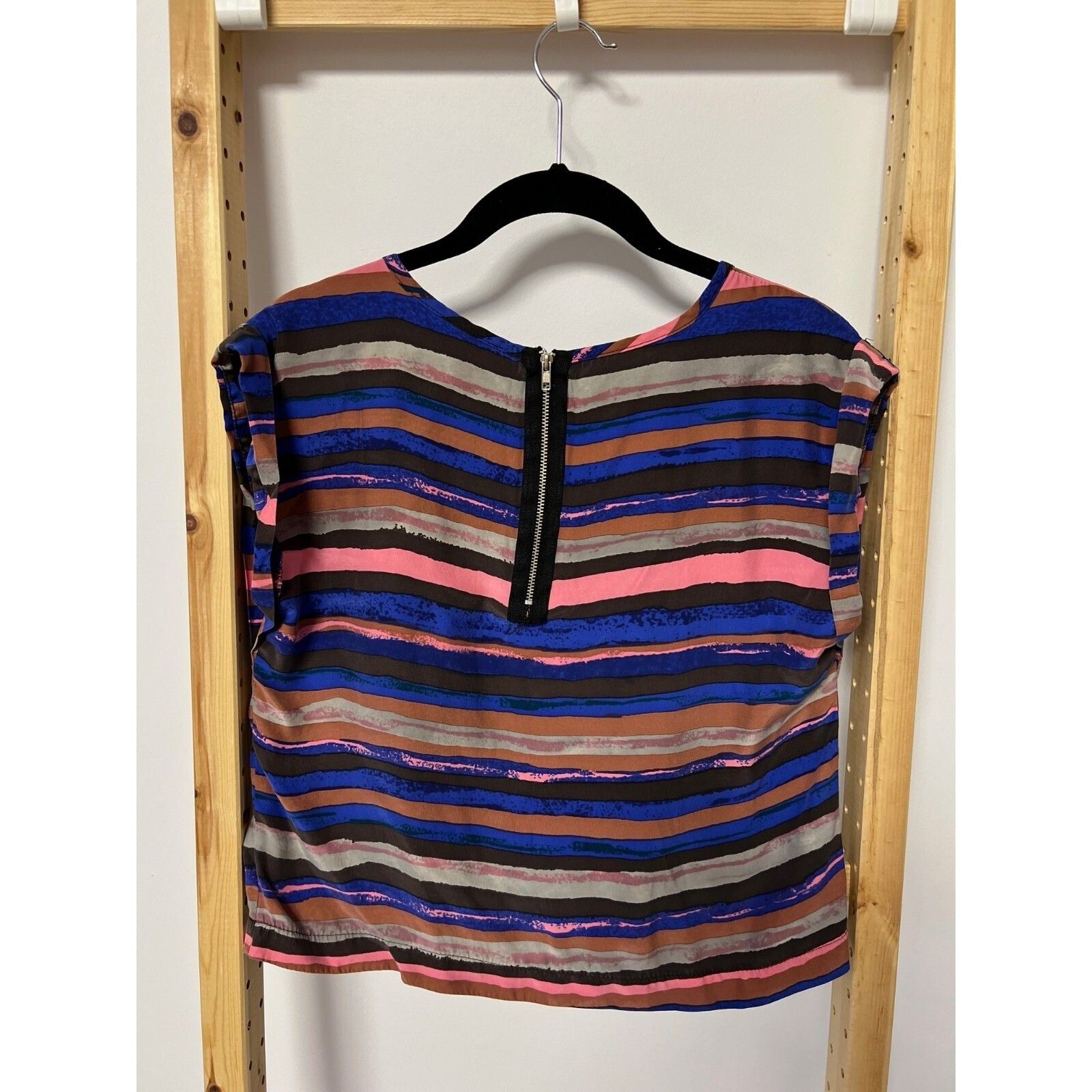 Other Eight Sixty Striped Silk Cuffed Top ( XS ) Size XS / US 0-2 / IT 36-38 - 2 Thumbnail