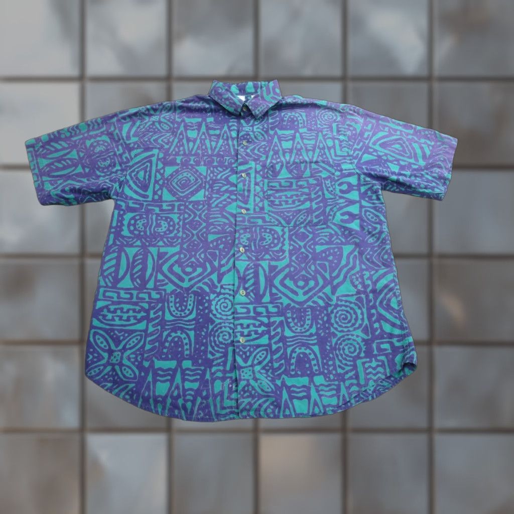 Vintage VINTAGE Back East Hawaiian Shirt Mens XL Purple Blue Aloha Tiki Camp Santa Barbara 90s Shirt Adult XL Purple Hawaiian Beach Mens Size US XL / EU 56 / 4 - 1 Thumbnail