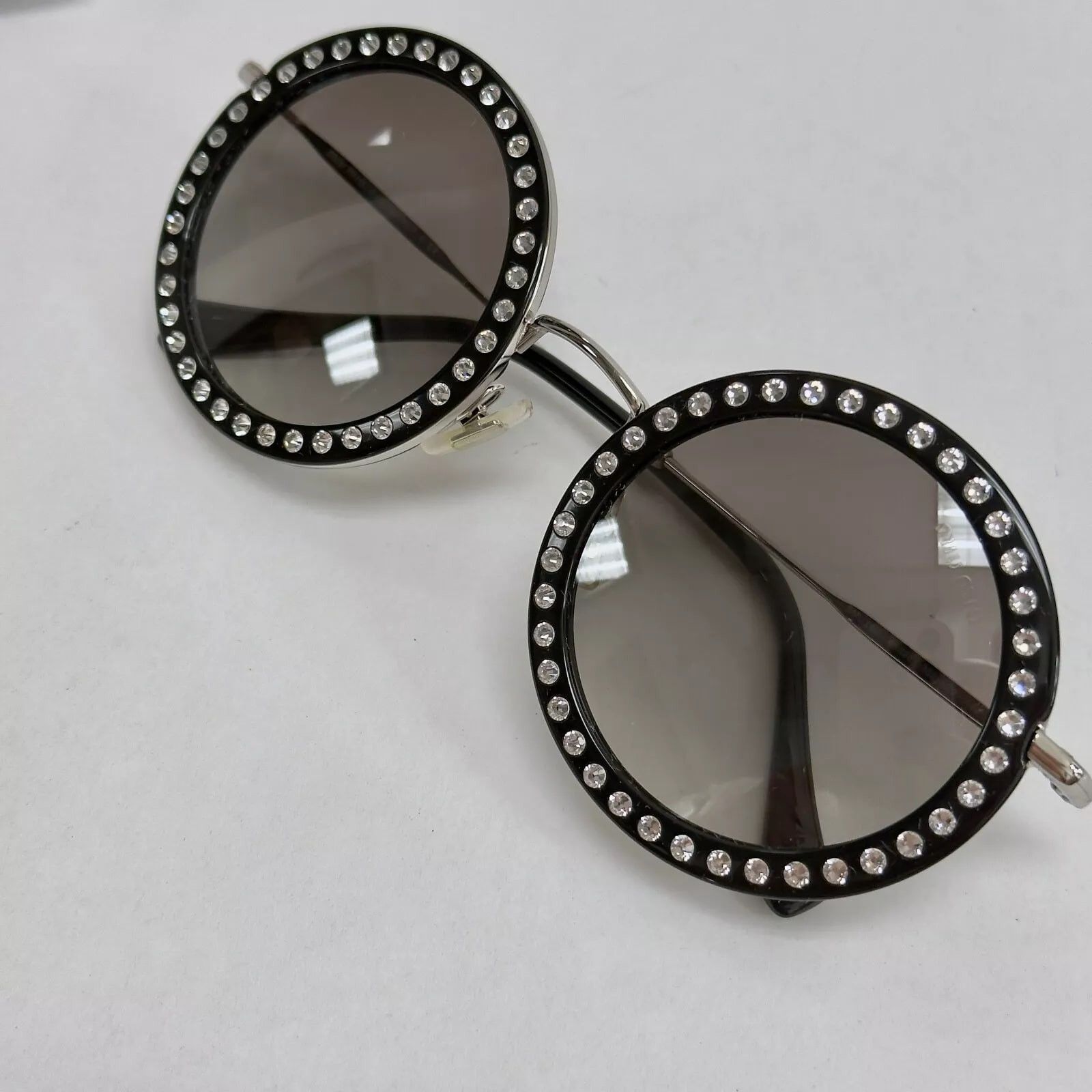 Miu Miu MIU MIU DELICE 59U Black Silver Crystal Stud Retro MU59US Size ONE SIZE - 2 Thumbnail
