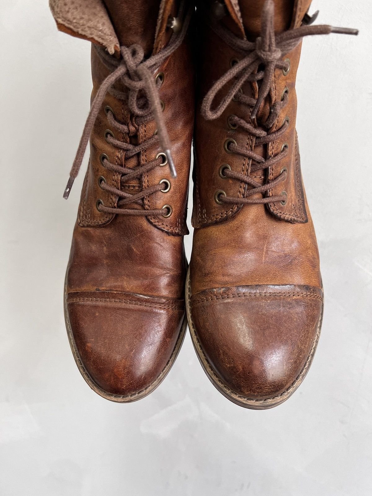 14th Addiction × A.S.98 AVANTgarde western brown leather high moto boots guidi style Size US 7.5 / EU 40-41 - 12 Thumbnail