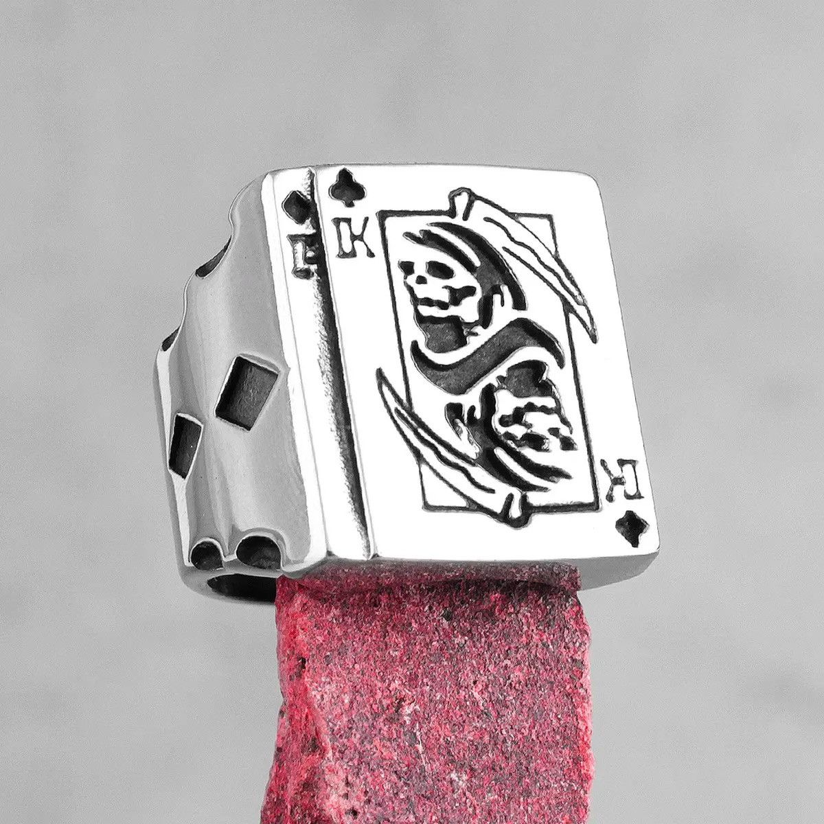Jewelry Creative Grim Reaper Poker King Skull Rings Size ONE SIZE - 1 Thumbnail