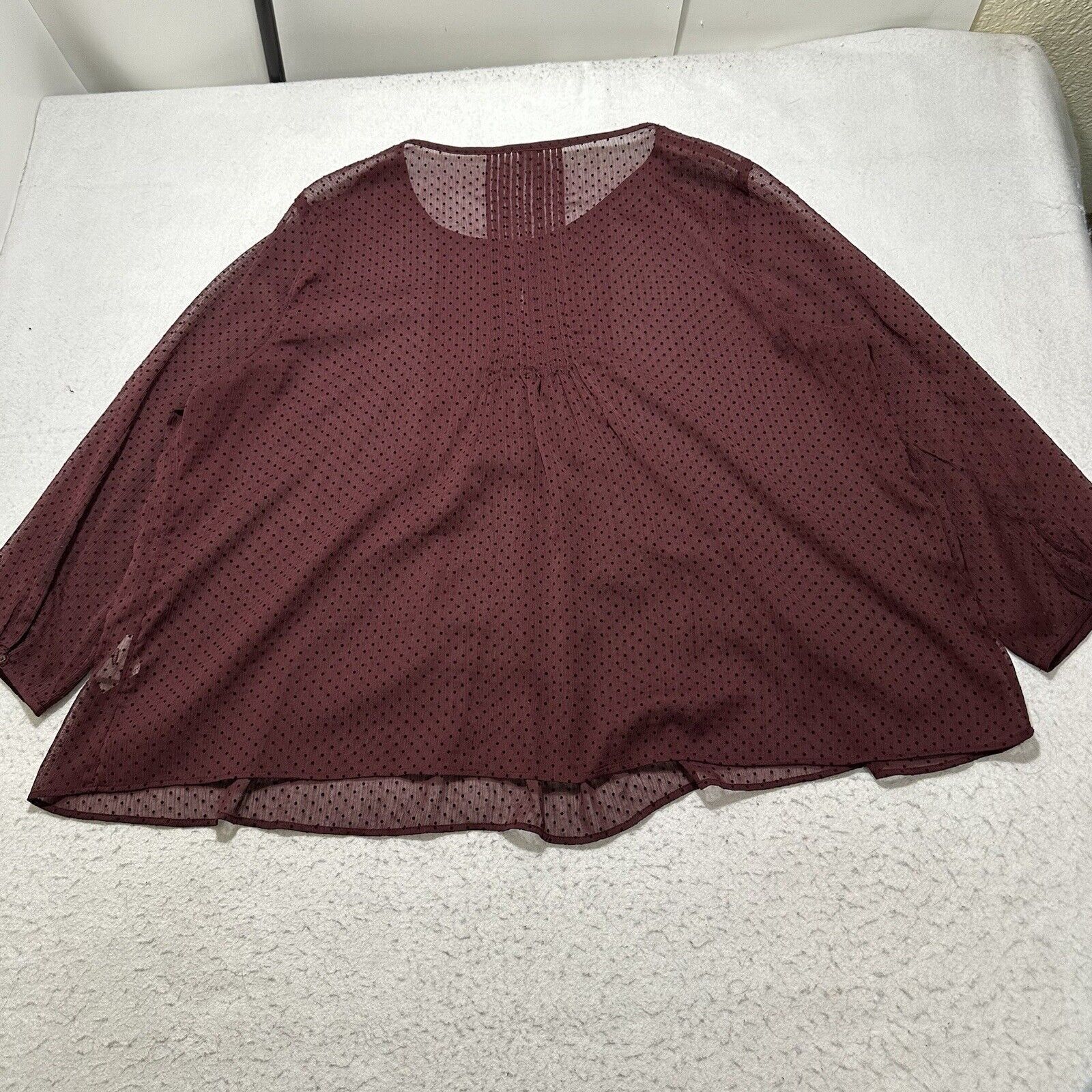 Old Navy Old Navy XXL Relaxed Crepe Burgundy Polka Dot Sheer Blouse Size XXL / US 16-18 / IT 52-54 - 10 Thumbnail