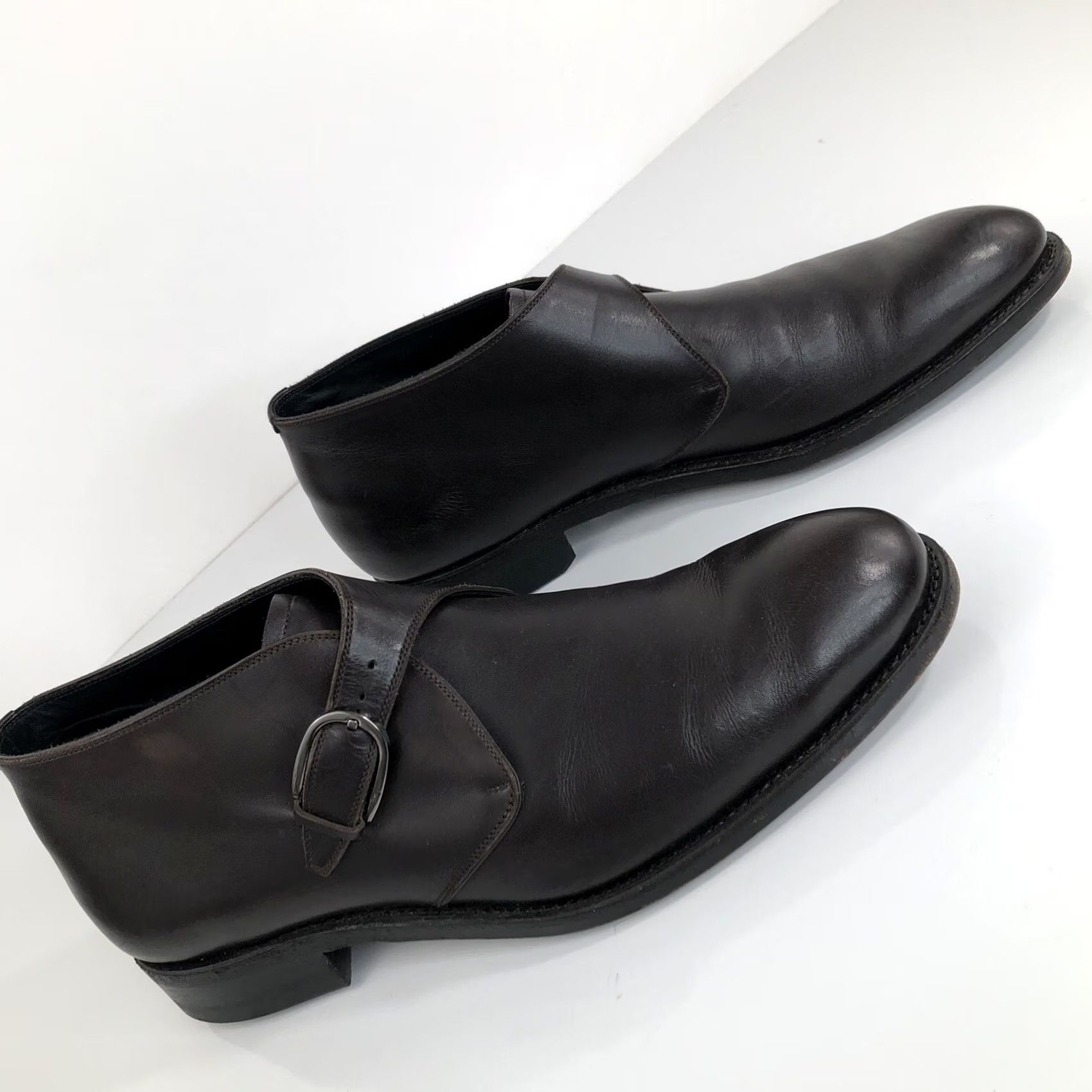 Salvatore Ferragamo Salvatore Ferragamo / TRAMEZZA 10 D Monk Strap Ankle Boots Men 10 Brown Leather Strap 24389 EXC Size US 10 / EU 43 - 4 Thumbnail