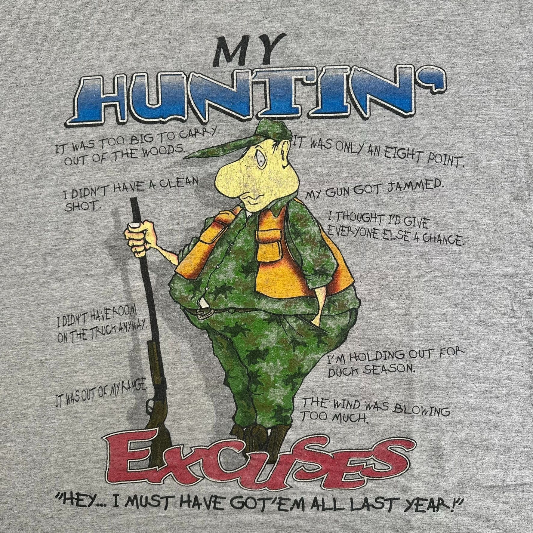 Vintage Vintage 90s Hunting Excuses T-Shirt Funny Outdoor Humor Iron Size US L / EU 52-54 / 3 - 2 Thumbnail