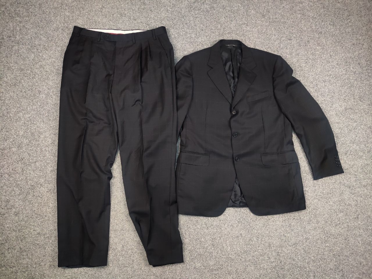 Canali Canali Classic Design Pure Wool Dark plaid super 120's Suit Size 52R - 9 Thumbnail