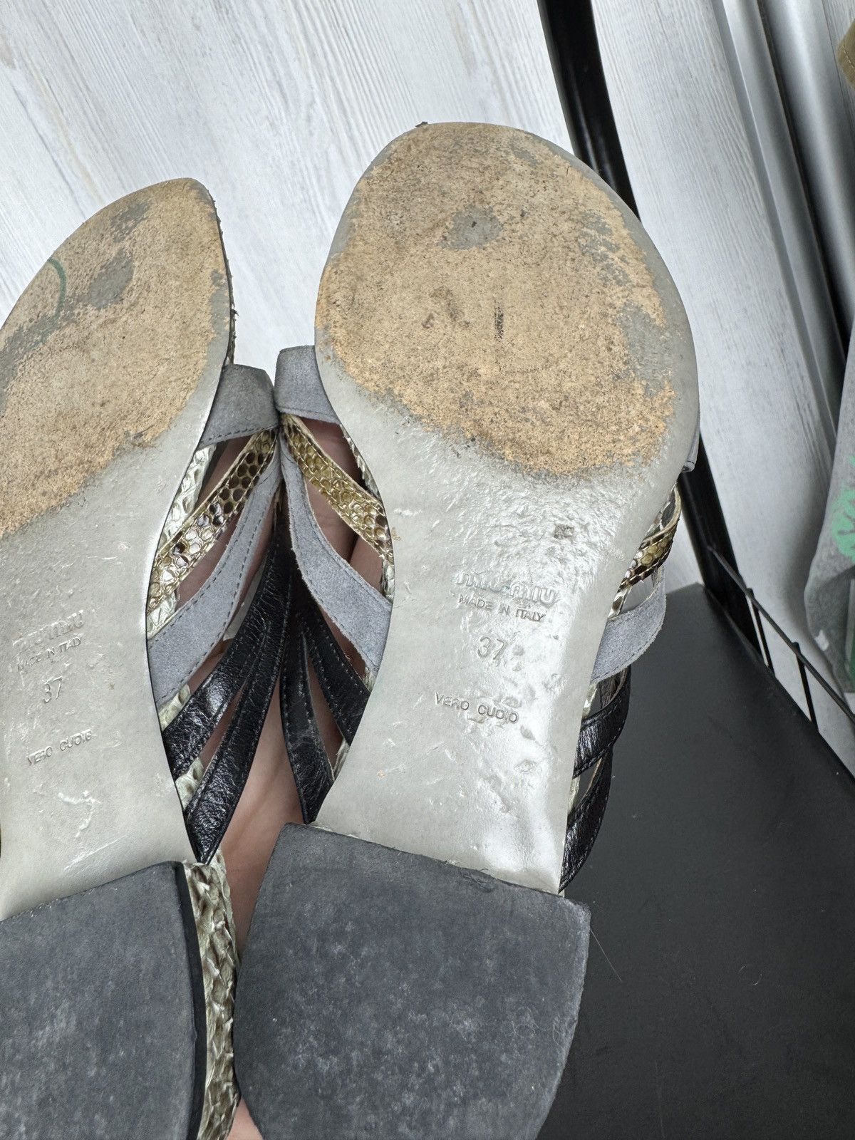 Miu Miu Miu Miu Lizard snake leather and suede sandals mules Sz 37 Size US 7 / IT 37 - 16 Thumbnail